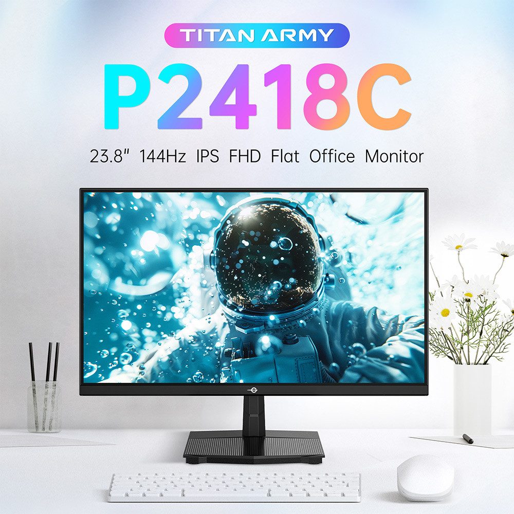 TITAN ARMY P2418C Flach 16:9 IPS FHD 144Hz Büro-Monitor Smart Monitor (1920×1080 px, FHD, 1 ms Reaktionszeit, 144 Hz, CSOT IPS)