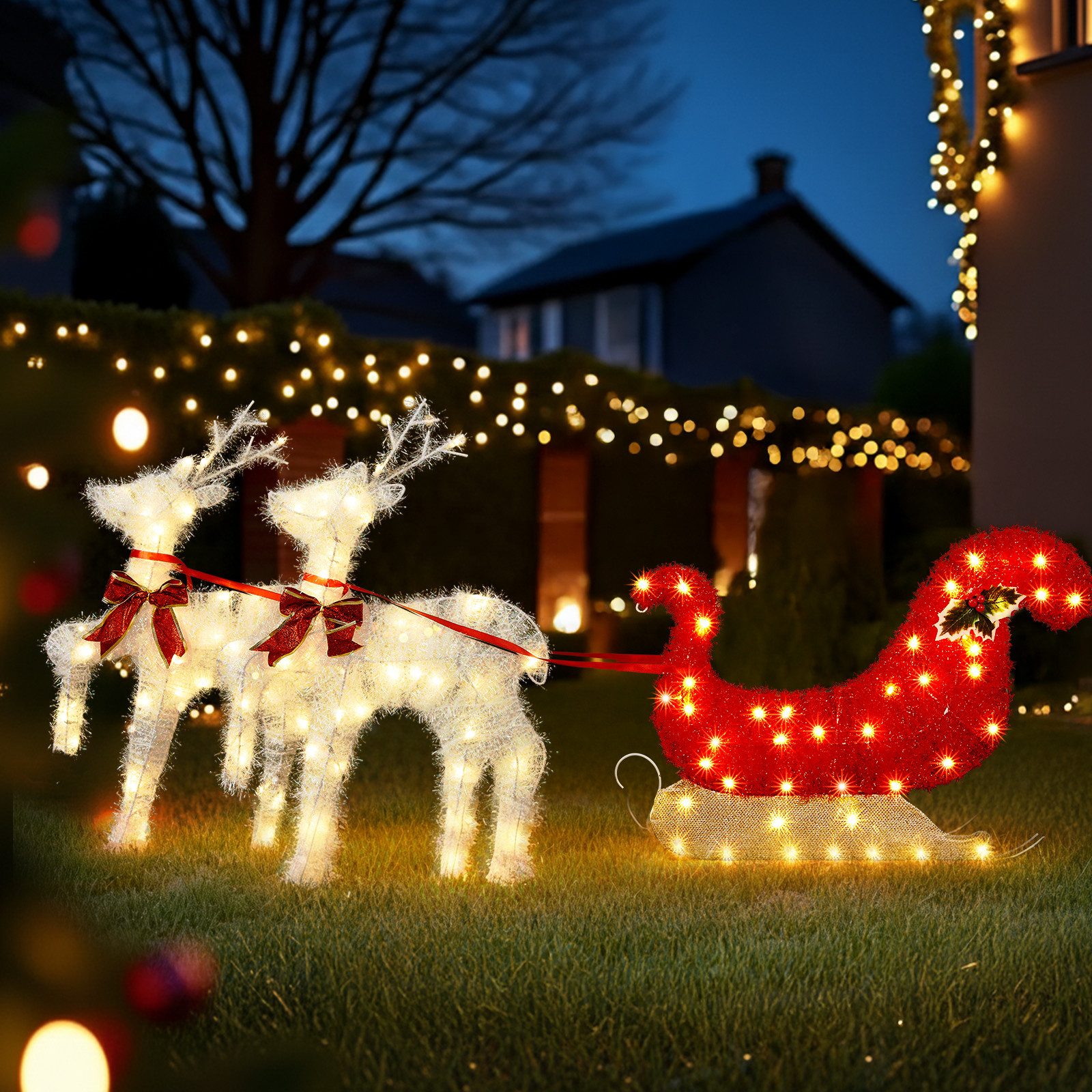 LALAHO Weihnachtsfigur LED Rentier mit Schlitten günstig online kaufen