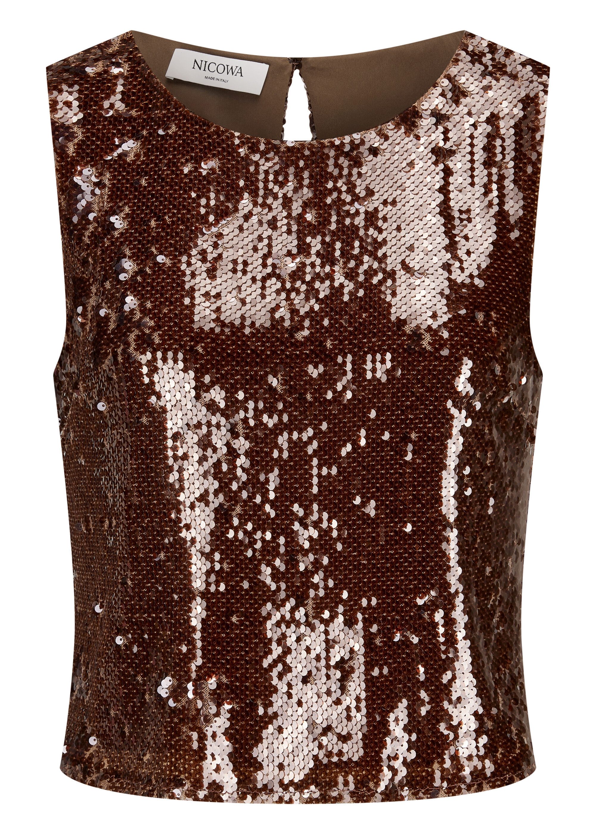 Nicowa Shirttop TOSKALO (1-tlg) funkelnden Paillettenmaterial