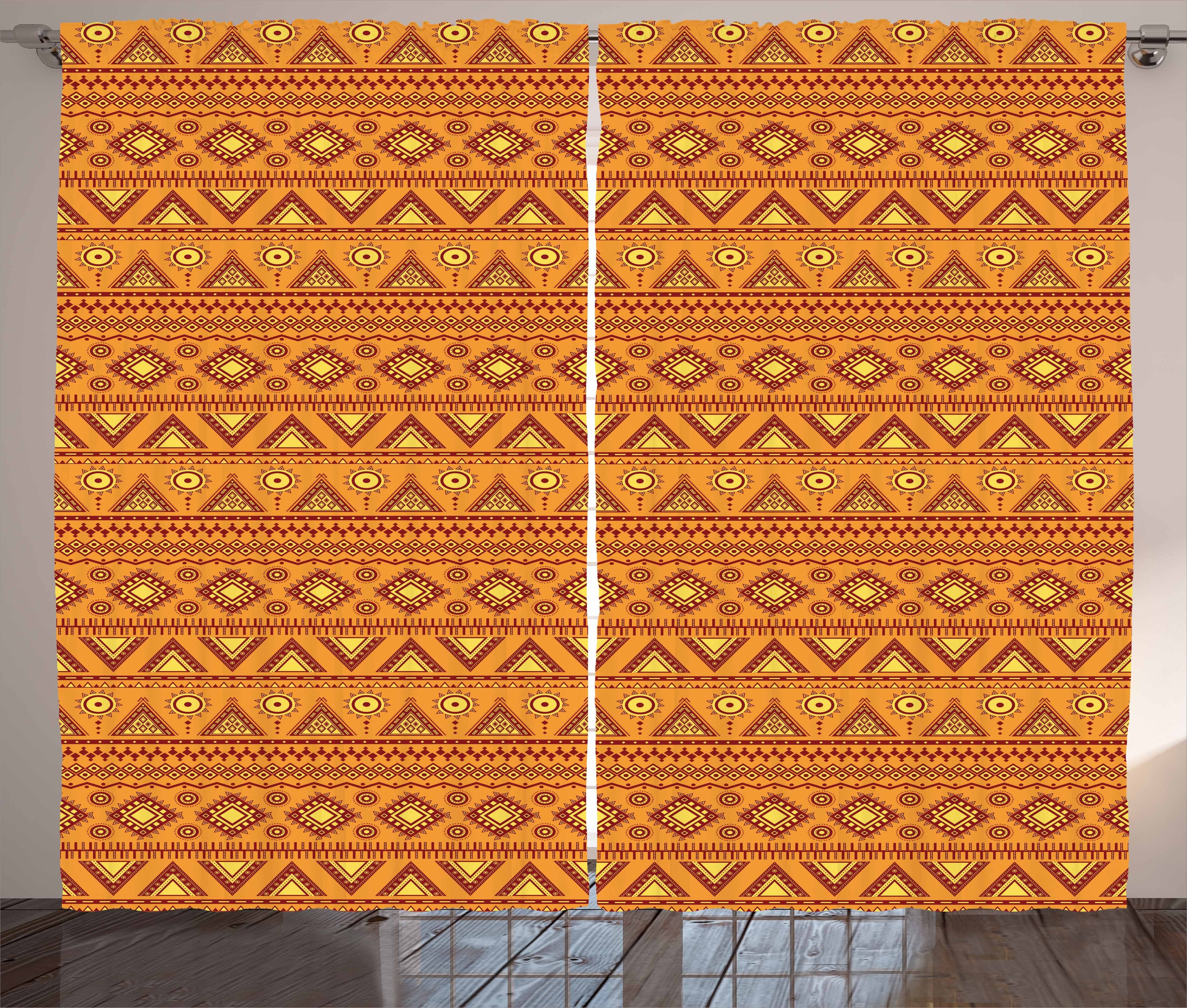 Orange Vorhang und Schlaufen Schlafzimmer Borders Abakuhaus, mit Haken, Kräuselband Aztec Gardine