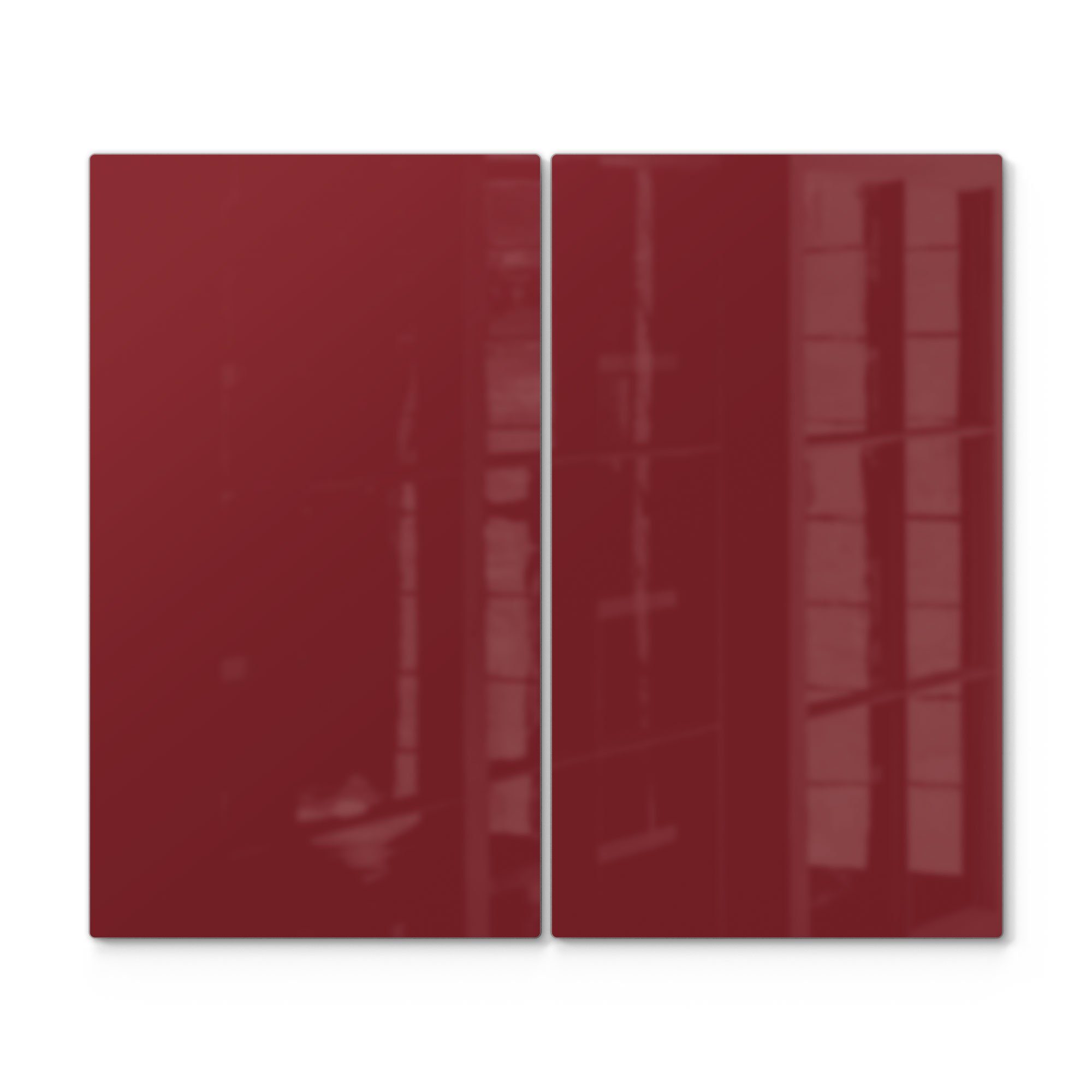 DEQORI Herdblende-/Abdeckplatte 'Unifarben - Dunkelrot', Glas, (2 tlg), Glas Herdabdeckplatte Ceranfeld Herd | Herdabdeckplatten