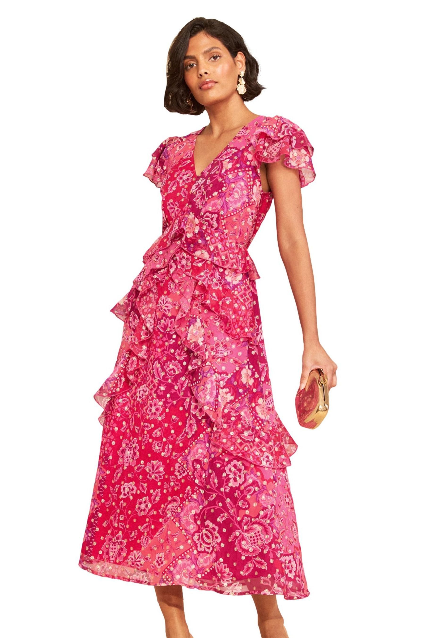 Love & Roses Midikleid Love & Roses Chiffon-Midikleid mit Falten (1-tlg)