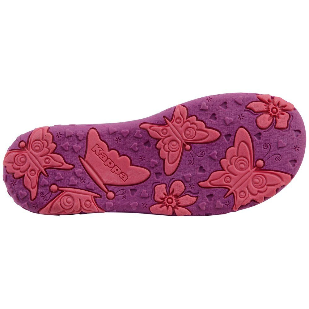 Kappa Sandale mit niedlichen & Blumen- Schmetterlingsprints lila-pink