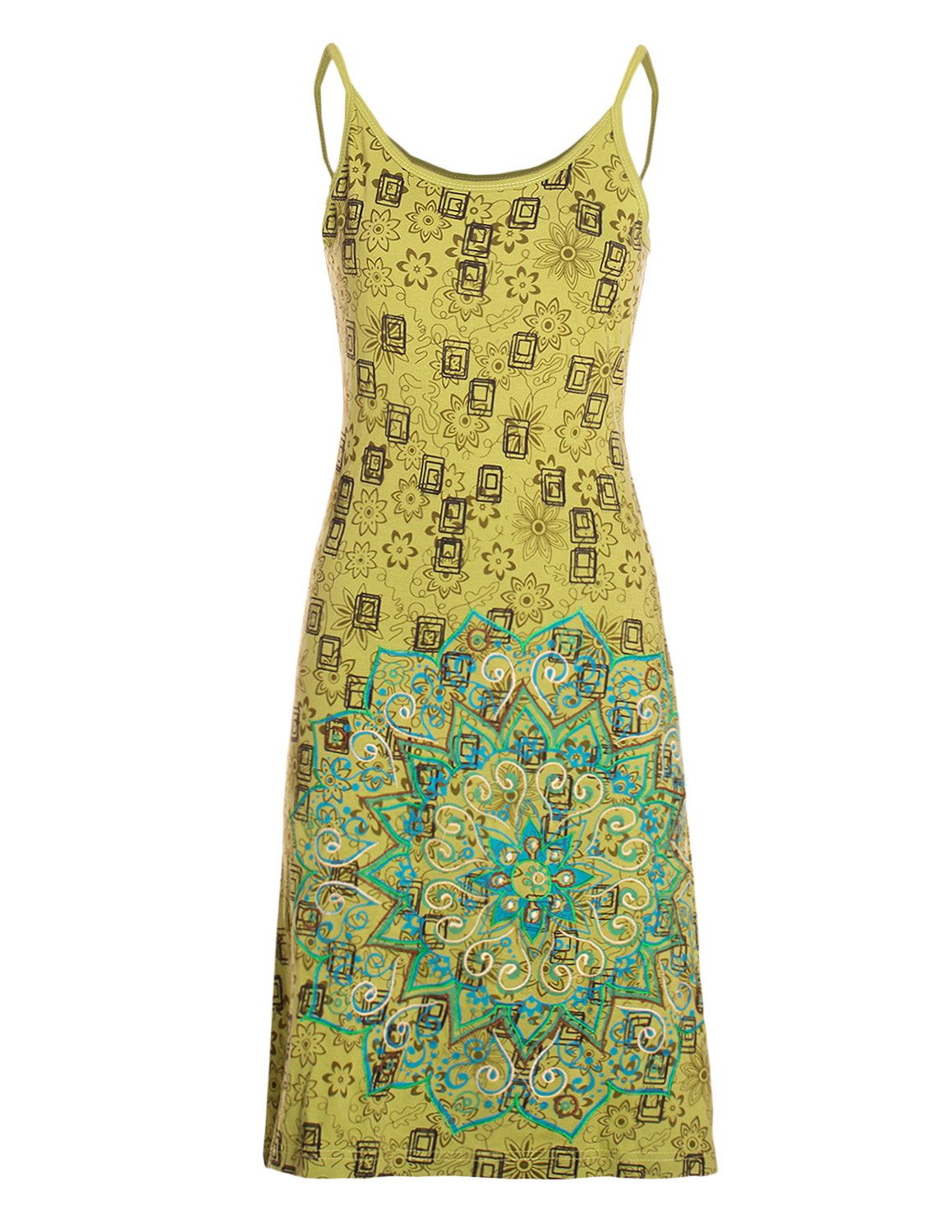 Vishes Sommerkleid Trägerkleid Damen Bedruckt Mandala Blüten Jersey Baumwolle Alternative Mode, Boho, Hippie, Ethno, Festival