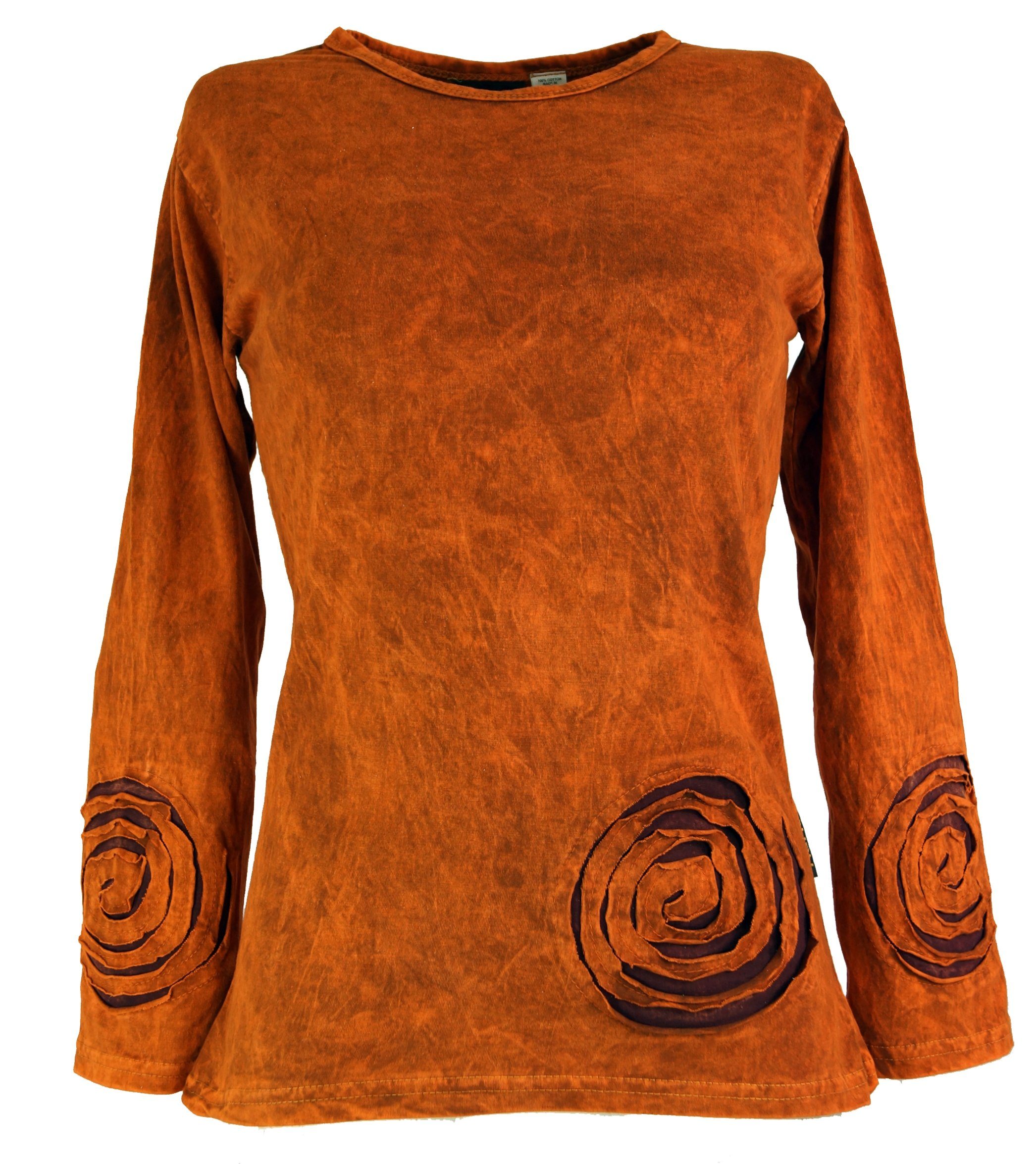 Guru-Shop Longsleeve Langarmshirt Spirale - rostorange alternative Одяг