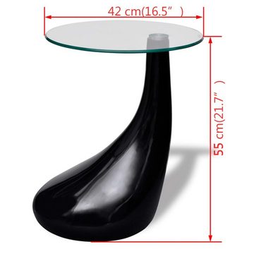 furnicato Couchtisch mit runder Glasplatte Hochglanz Schwarz