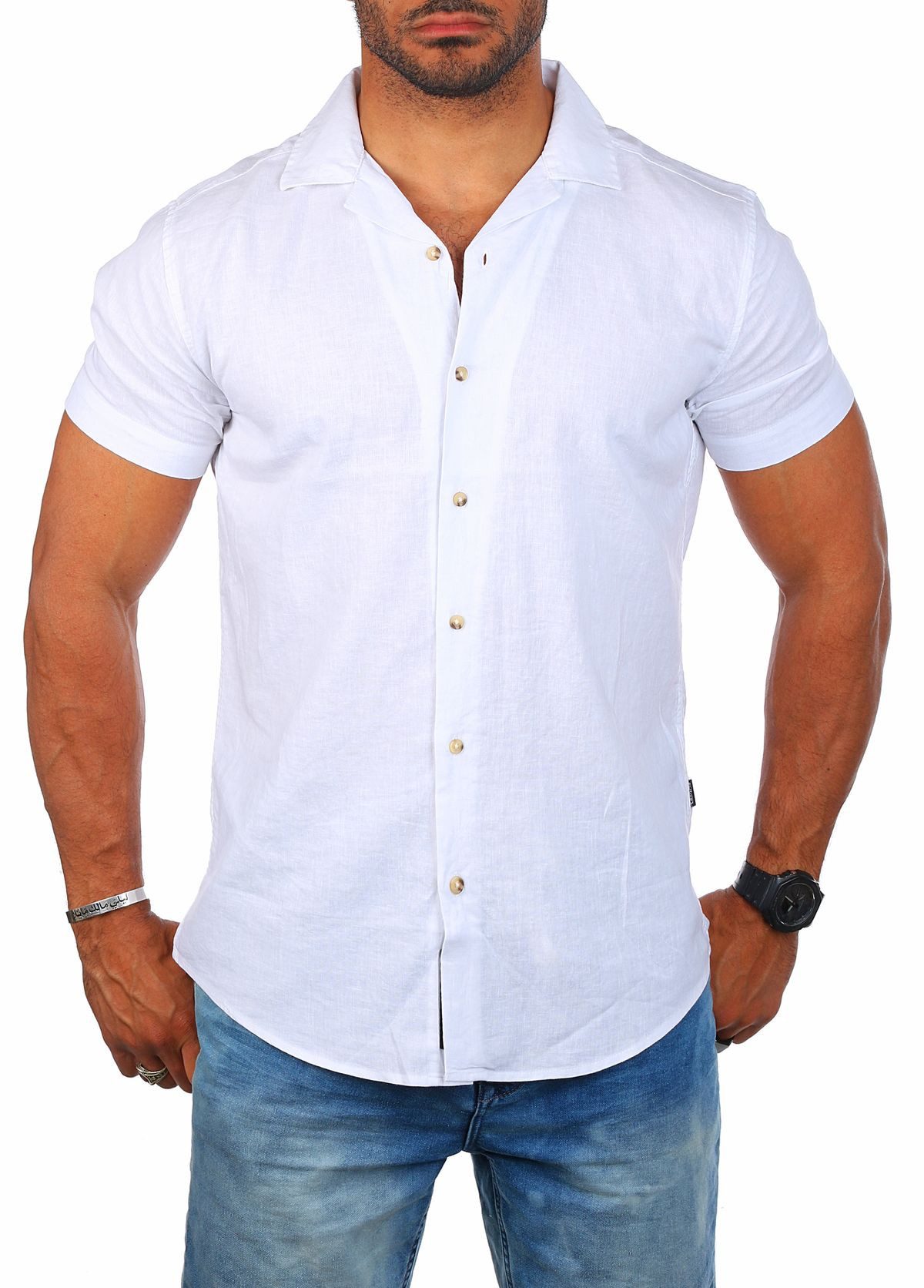 CARISMA Kurzarmhemd Herren Leinen Baumwoll Mix Casual Hemd 9212 Regular Kur günstig online kaufen