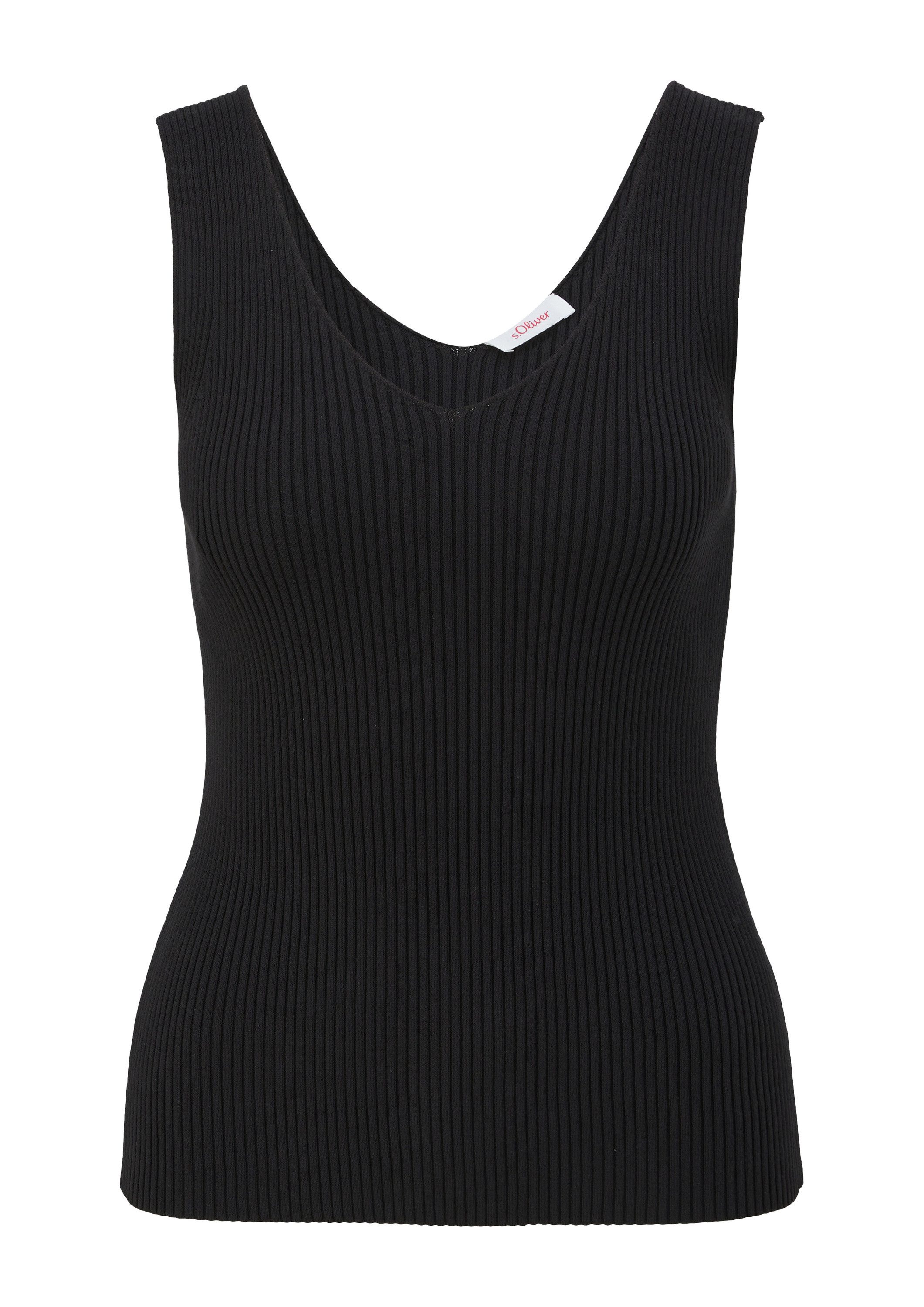 s.Oliver Muscleshirt Strickpullunder Geripptes Stricktop aus Viskosemix im günstig online kaufen