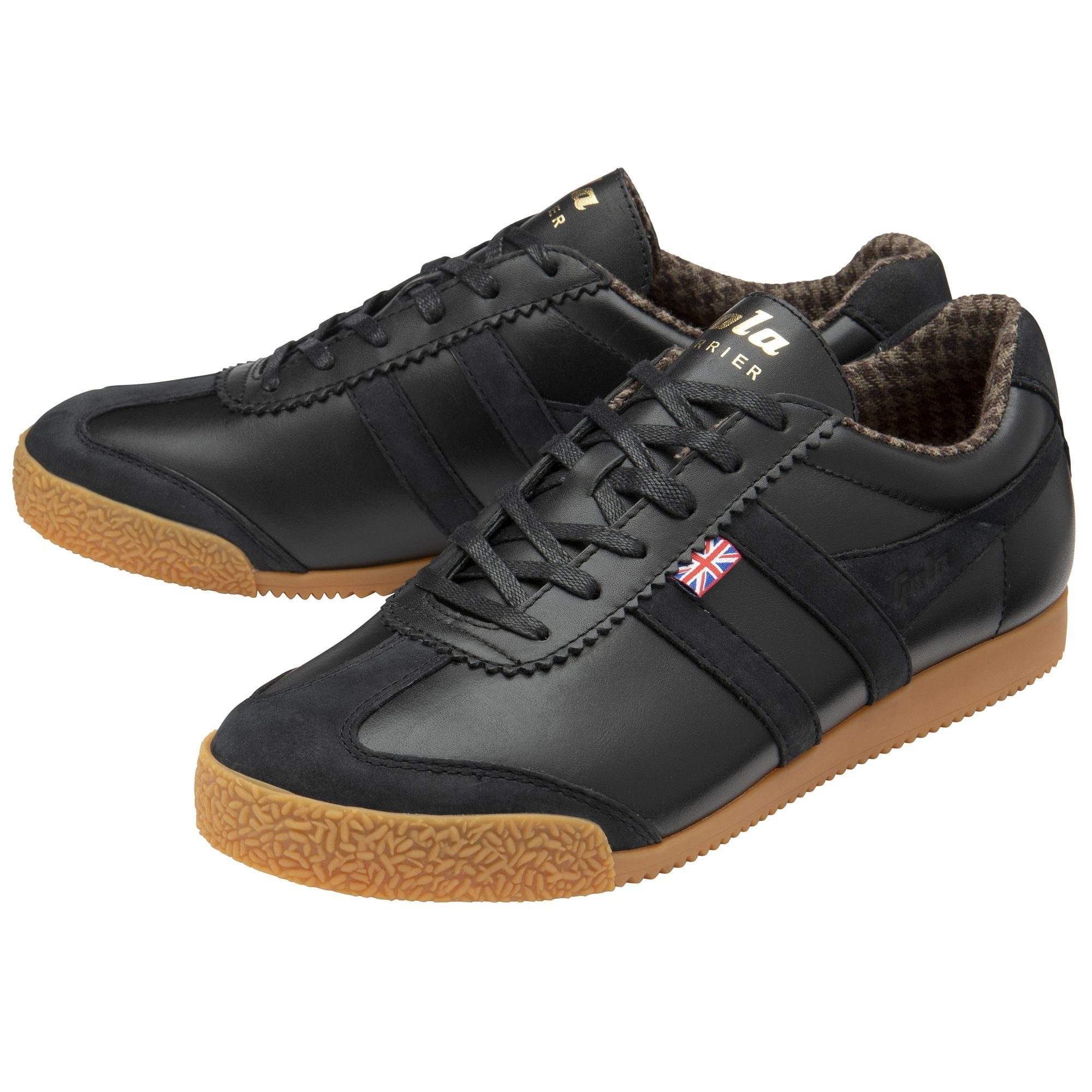 Gola Harrier Tweed (edle Vollederausführung) - Made in England - schwarz Sneaker