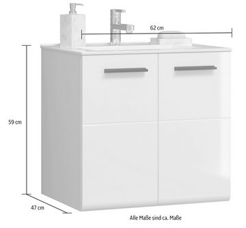 trendteam Badmöbel-Set Ravenna, (3-St), Sparset, 3-tlg., Waschbecken, Wäschekorb, B/H/T: ca. 110 / 190 / 47 cm