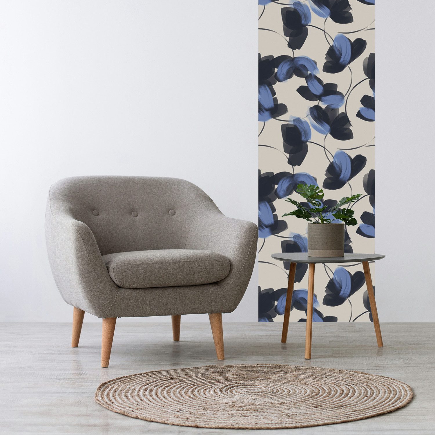 queence 3D-Tapete Blaue Blüten, selbstklebendes Wandpaneel, texturiert, bedruckt, mehrfarbig, Motiv, (1 St), 60 x 250 cm Fototapete, Mustertapete, Anbringung ohne Kleister