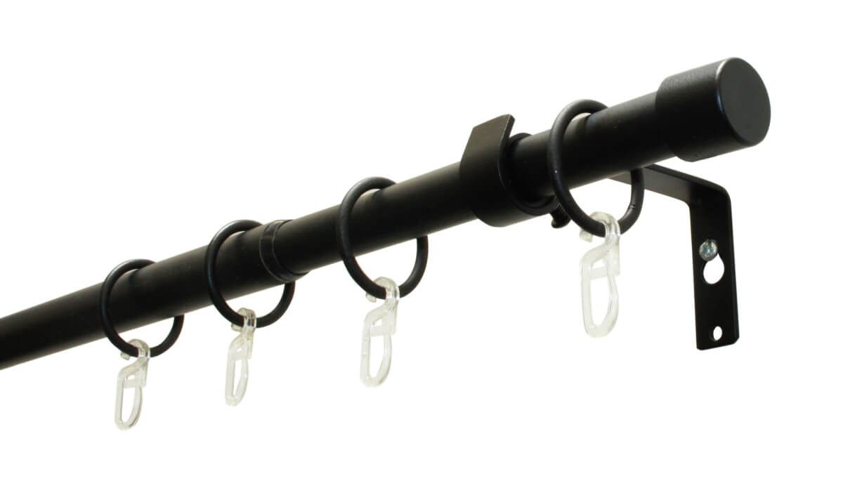 GARDINIA Gardinenstange Gardinenstangen Set, ausziehbar, Schwarz matt, 180 - 310 cm