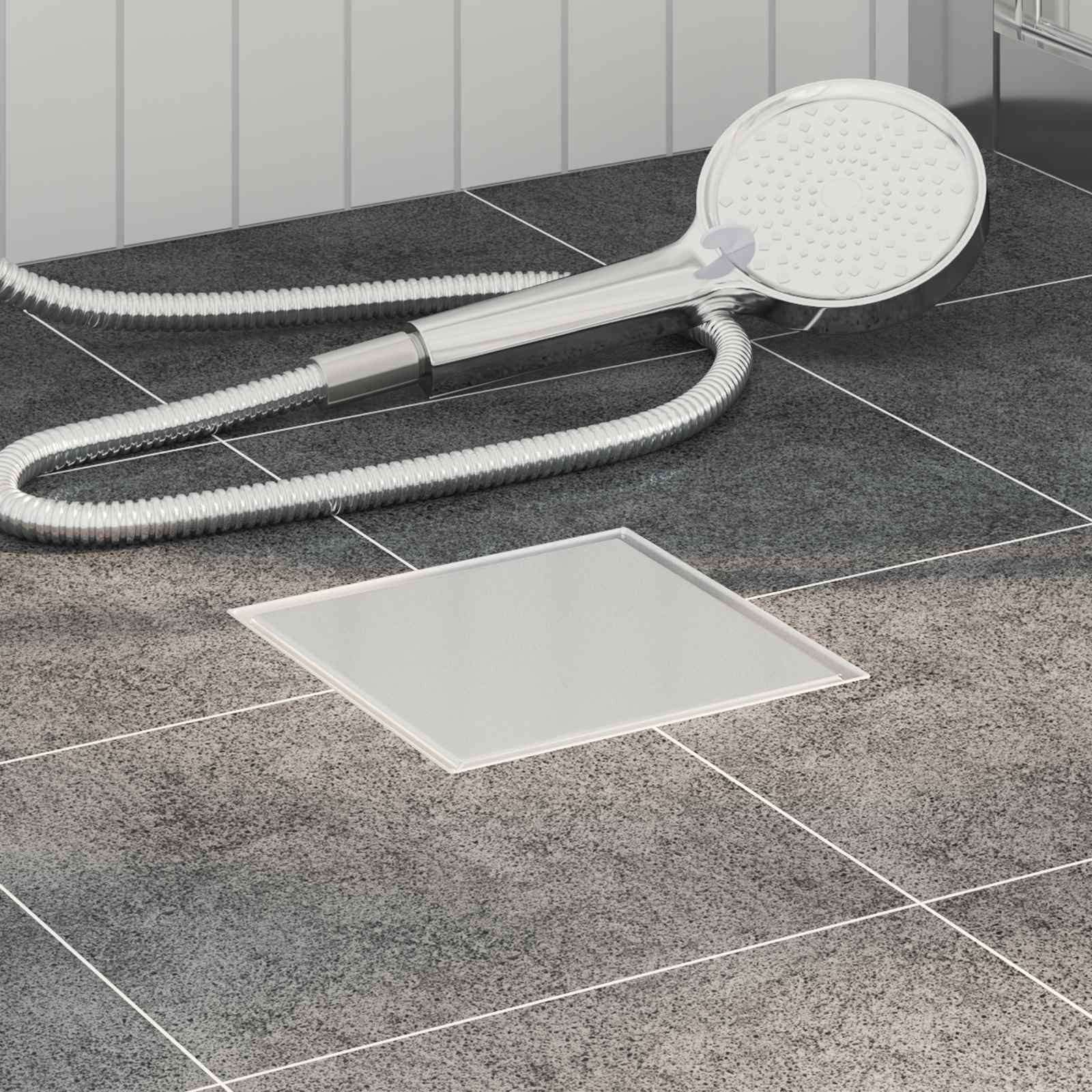 vidaXL Duschrinne 2 in 1 Duschabfluss Silber 20 x 20 cm Edelstahl 304, 1-St. – Bild 2 von 5