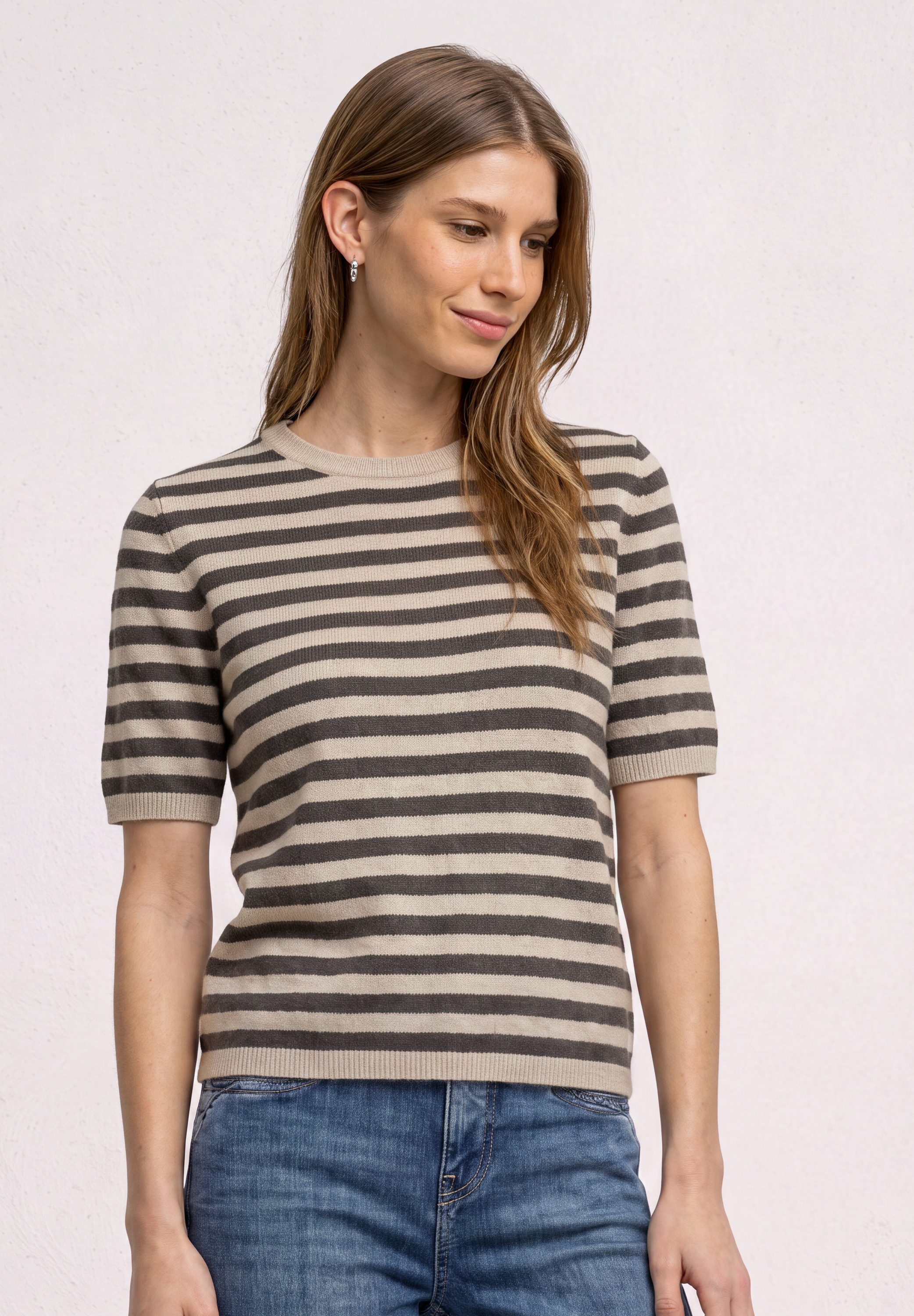 STREET ONE Kurzarmpullover im Streifen-Design