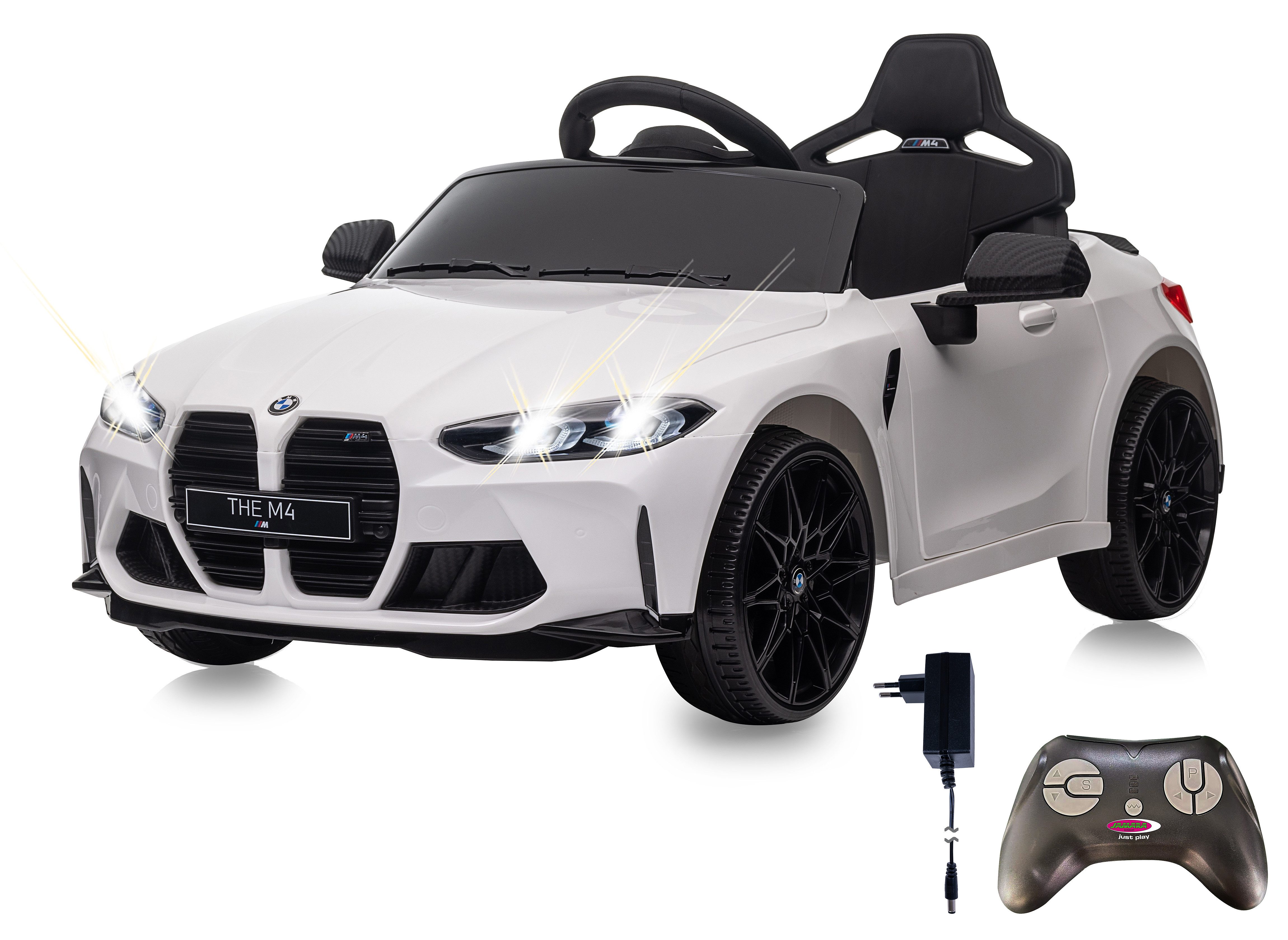 Jamara Elektro-Kinderauto Ride-on BMW M4 schwarz, 2,4GHz, Li-Power 12.6, Belastbarkeit 30 kg, mit Licht und Sound