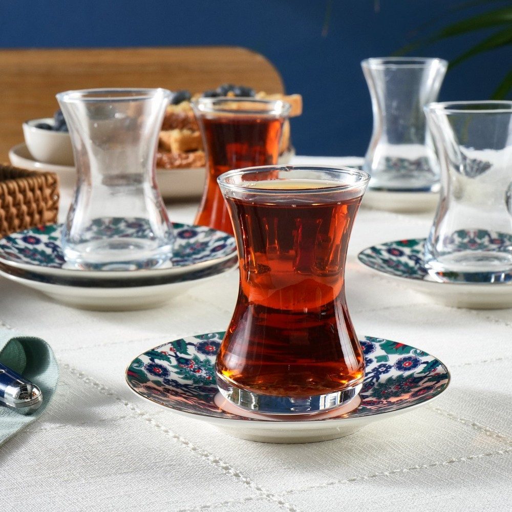 Karaca Teeservice Karaca Edirne Türkisches Teeset 12-tlg., 6 Pers., 130 ml, Mehrfarbig – Bild 5 von 5