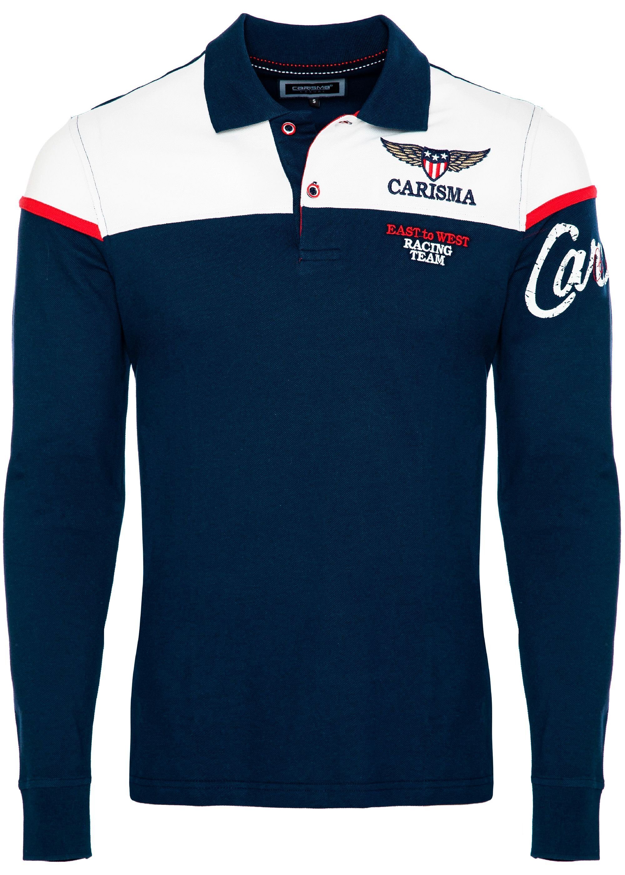 CARISMA Poloshirt mit Stickerei Rugby Team Navy