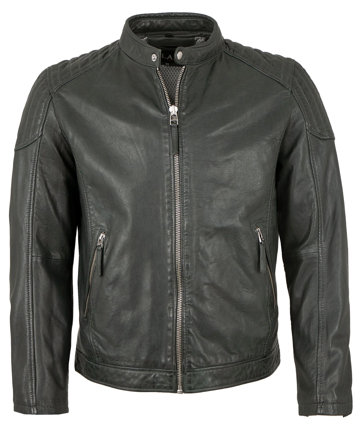 Jilani Lederjacke Arrow Jilani - Herren Lederjacke Kapuze Lammnappa petrol