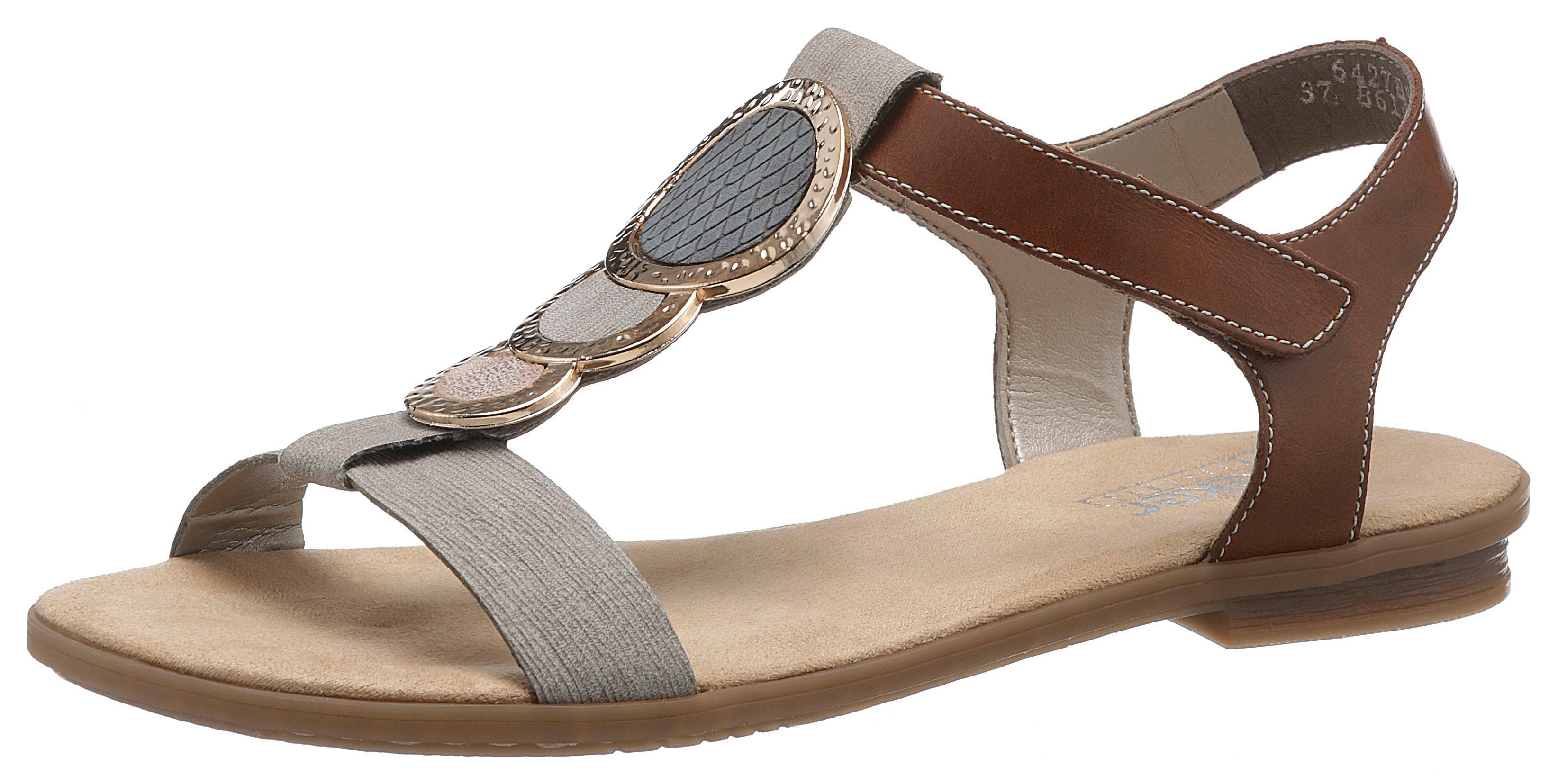 Rieker Riemchensandale, Sommerschuh, Sandalette, Blockabsatz, mit angesagtem Schmuckelement