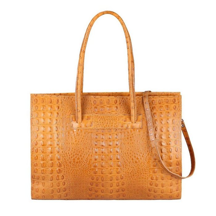 ITALYSHOP24 Aktentasche Made in Italy Damen Leder Tasche Schultertasche auch mit Kroko oder Strauß Prägung als Handtasche Henkeltasche tragbar