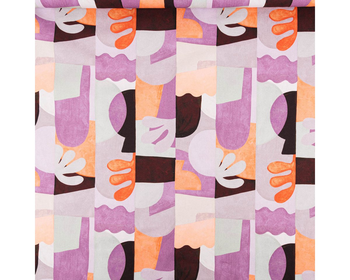 Thumbnail - SCHÖNER LEBEN. Stoff Canvas Stoff Nerida Hansen Abstract Lilac lila orange 1,40m Breite, atmungsaktiv