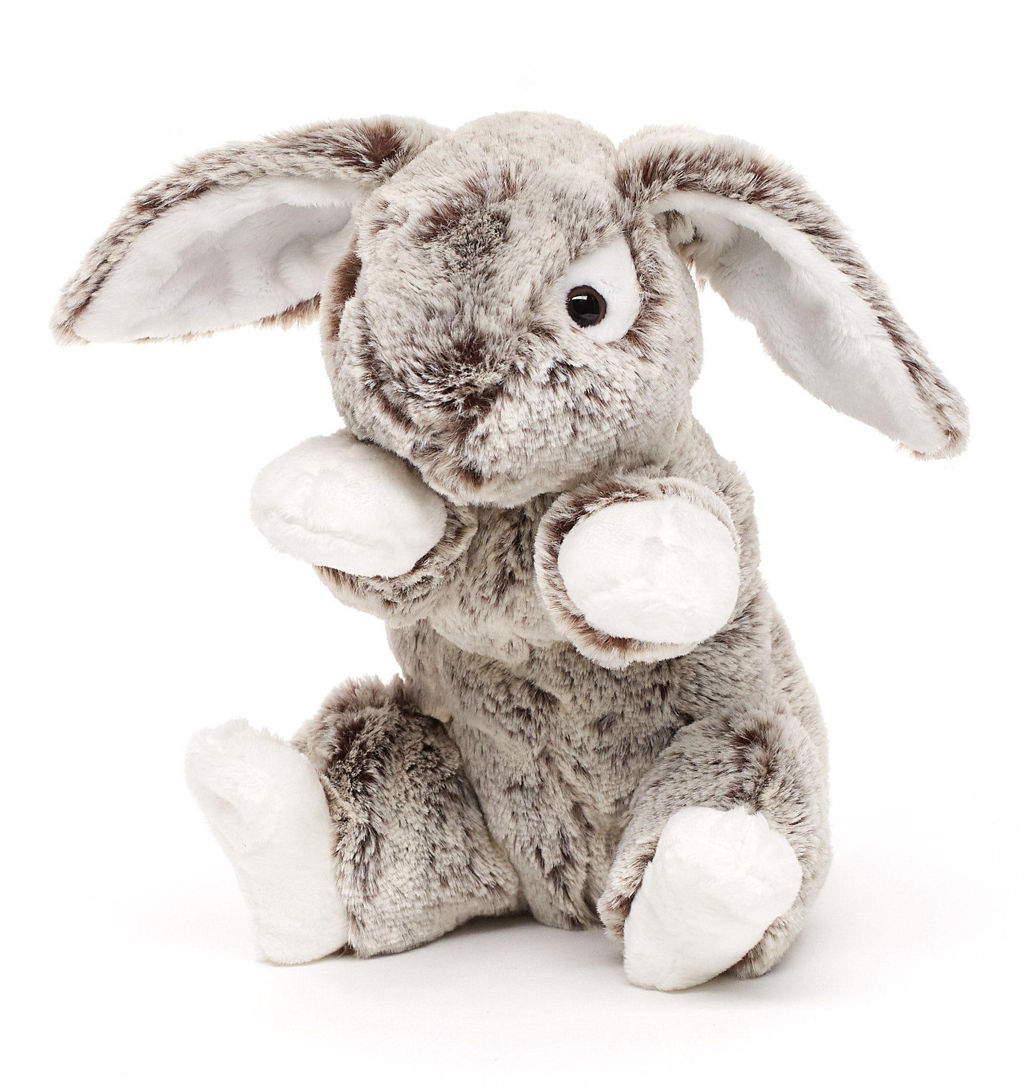 Uni-Toys Kuscheltier Hase m. Schlappohren, superweich - hell-/dunkelbraun - 22 cm - Plüsch, zu 100 % recyceltes Füllmaterial