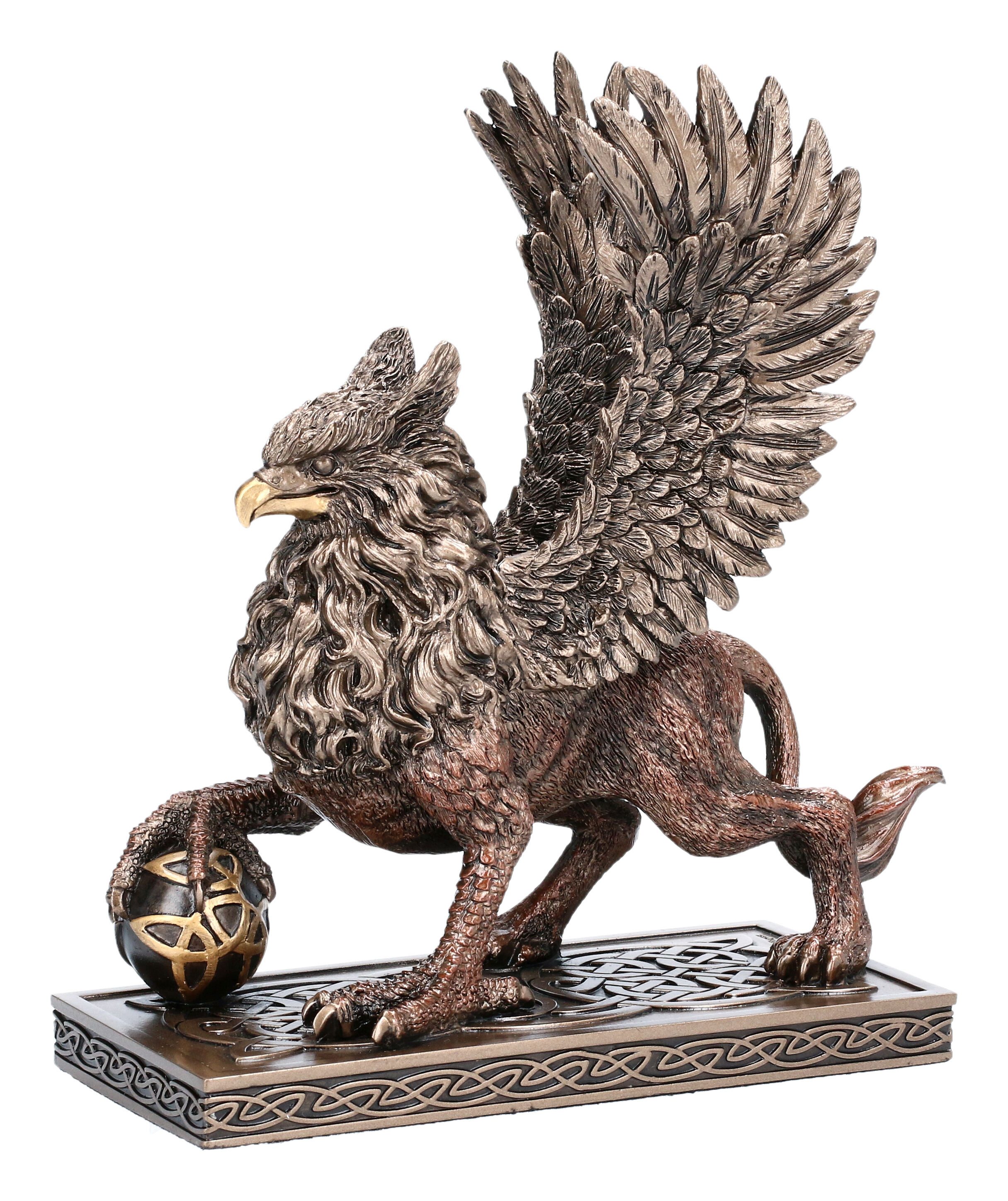 Figuren Shop GmbH Dekofigur Greif Figur auf rechteckiger Base - Veronese - Dekofigur