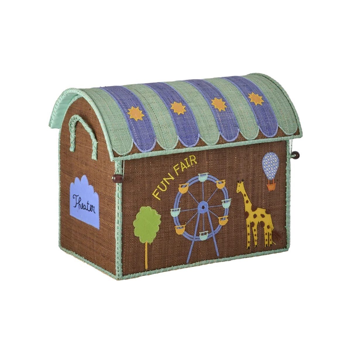 RICE A/S Aufbewahrungskorb Raffia Aufbewahrungshaus Dragon Theme Handgefertigt Landhauskorb