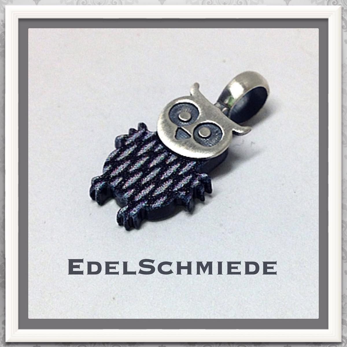 Kettenanhänger Edelschmiede925 kleine Eule 925 Silber mit Acryl Platte gemustert