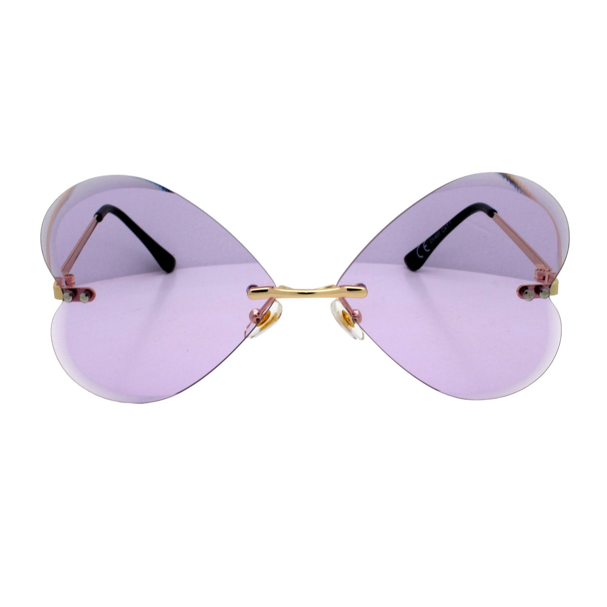 LUXXADA Sonnenbrille (Große Damen Festivalbrille) Gelb Lila Rosa Getönte Gläser in Herzform