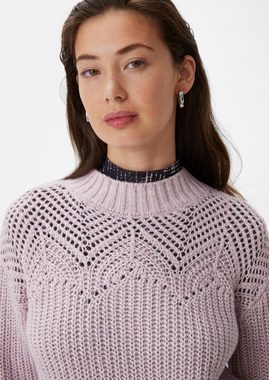 comma casual identity Langarmshirt Strickpullover aus Baumwollmix Logo, Rippbündchen