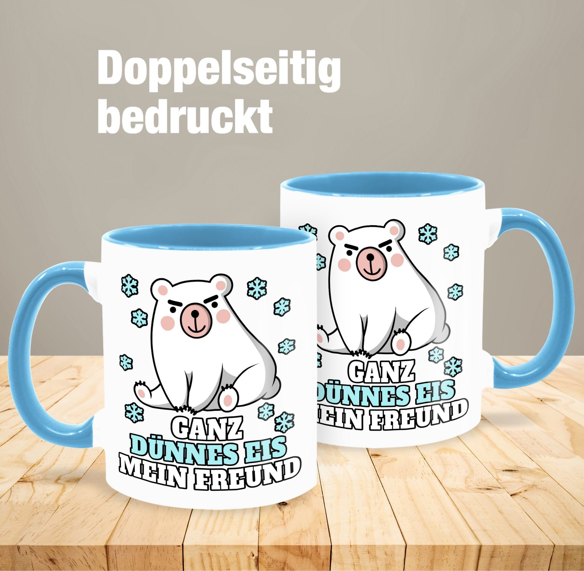 Shirtracer Tasse Ganz dünnes Eis mein Freund, Keramik, Statement Sprüche