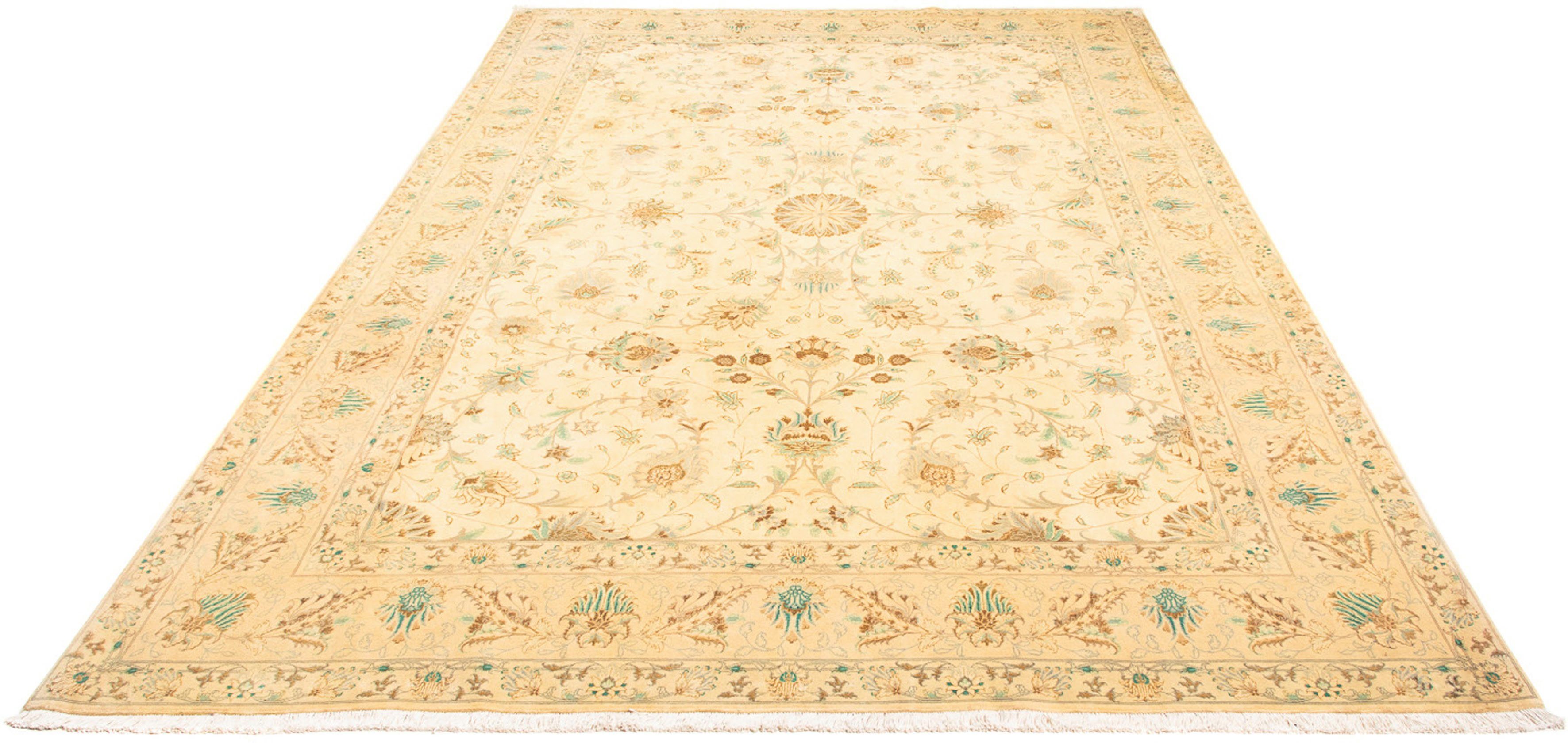 Orientteppich Perser - Täbriz - Royal - 297 x 200 cm - beige, morgenland, rechteckig, Höhe: 7 mm, Wohnzimmer, Handgeknüpft, Einzelstück mit Zertifikat | Kurzflor-Teppiche