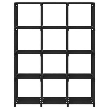 furnicato Bücherregal Würfel-Regal 12 Fächer Schwarz 103x30x141 cm Stoff