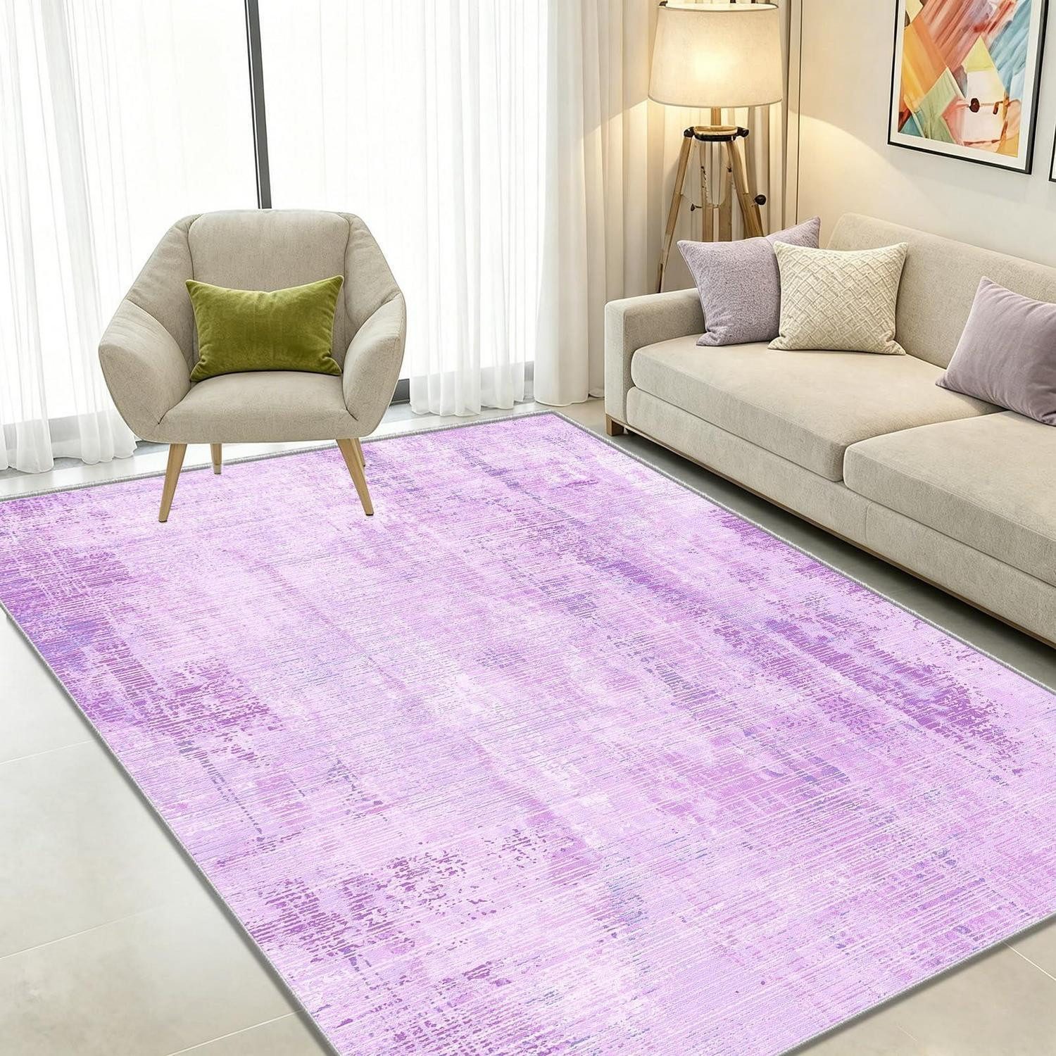 LuxusKollektion Designteppich Wohnzimmerteppich Lila 140x200cm Abstrakt Vintage, rechteckig, Höhe: 5 mm