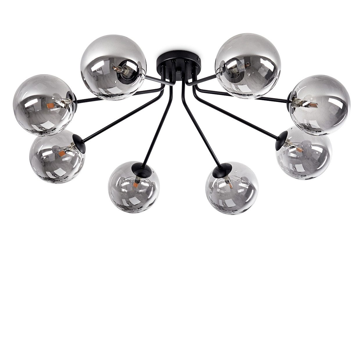 hofstein Deckenleuchte »Garaguso« moderne Deckenlampe aus Metall/Glas in Schwarz/Rauchfarben, ohne Leuchtmittel, Leuchte im Retro/Vintage-Design mit Schirmen aus Rauchglas, 8xG9. € 69,99