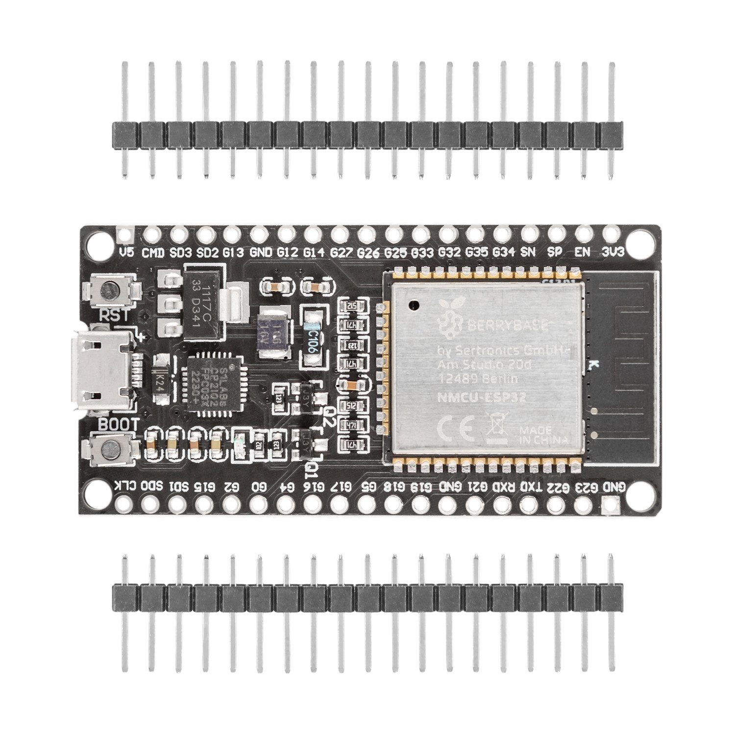 BerryBase NodeMCU ESP32 Dev Board WROOM32, 240 MHz Dual-Core, CP2102, Mini-PC Barebone