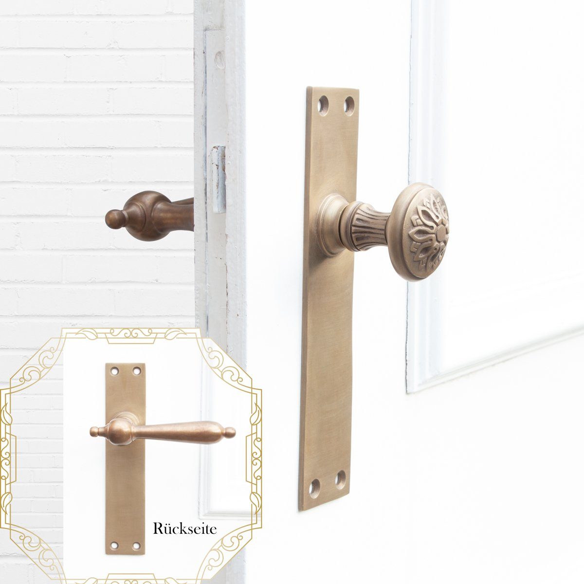 Antikas Türbeschlag Türbeschlag - Türklinke und Knauf für Haustüren, Mess. pat, ohne