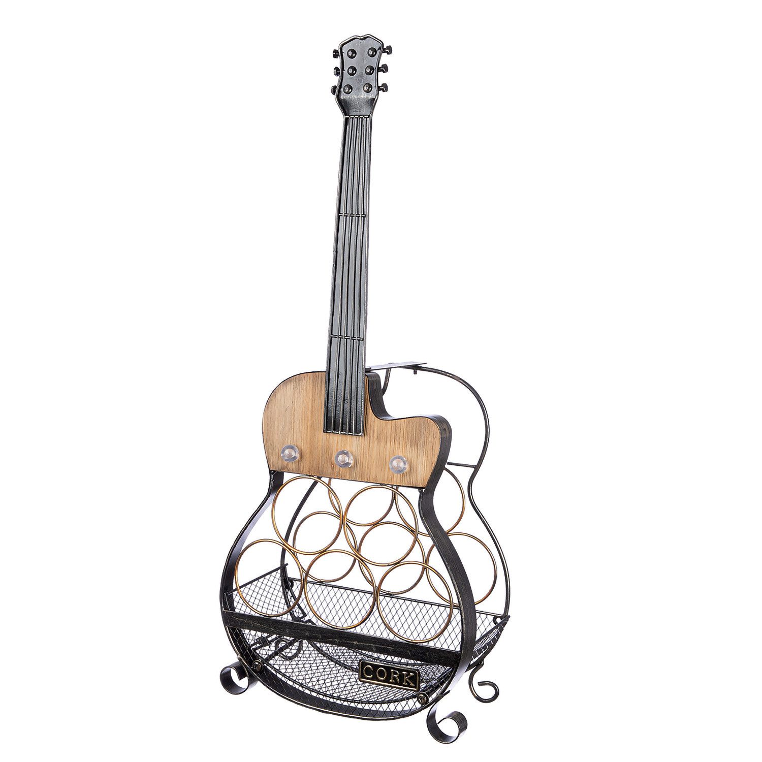 Weinregal CORK - Gitarrenweinregal in schwarz - H. 81,5cm für 5 Weinflaschen