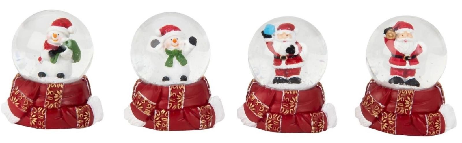 Geschenkestadl Schneekugel 4er-Set Schneekugeln: Weihnachtsmann, Schneemann stimmungsvolle Deko (4 St)