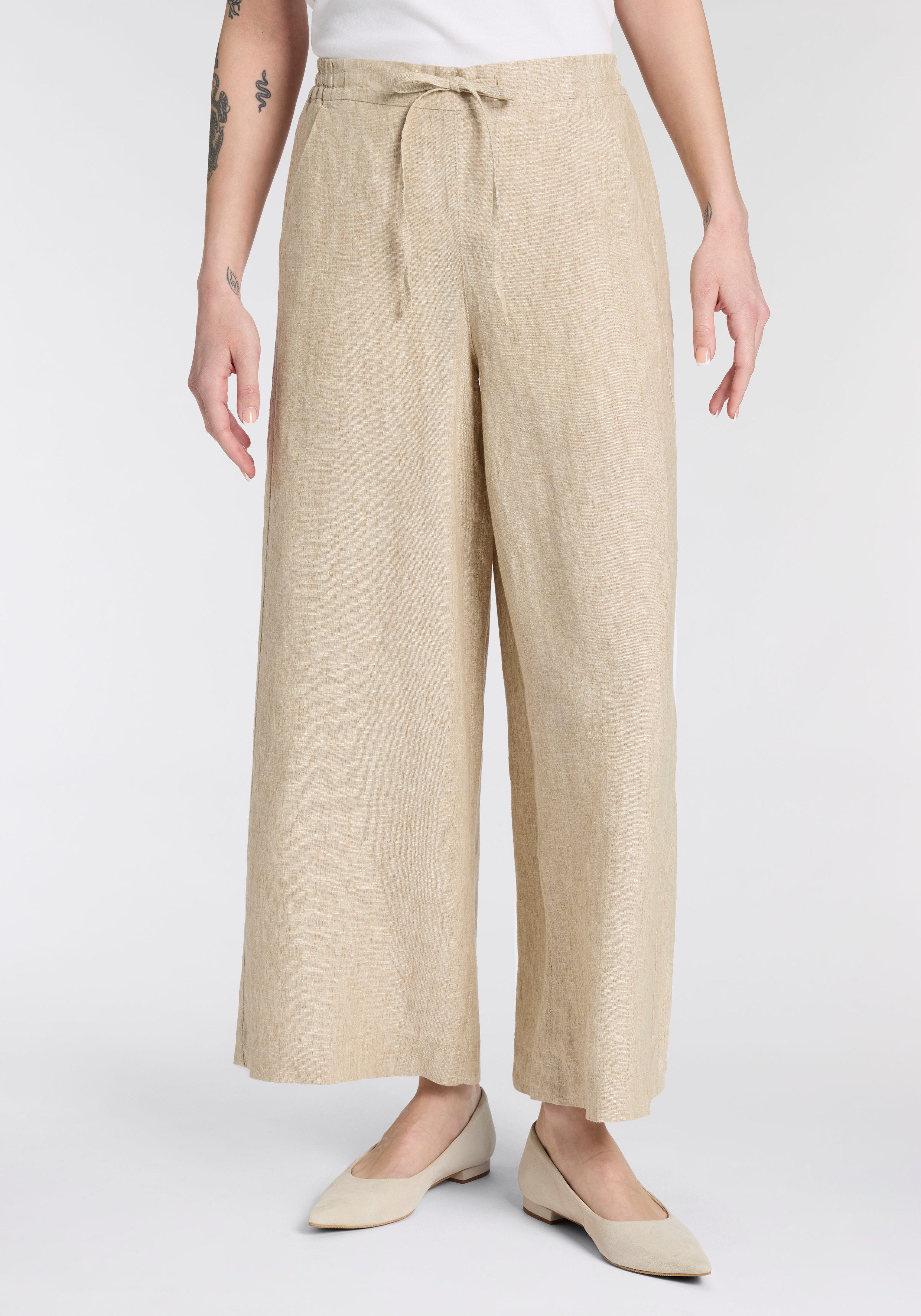 MAC Leinenhose gestreift mit Kordelzug