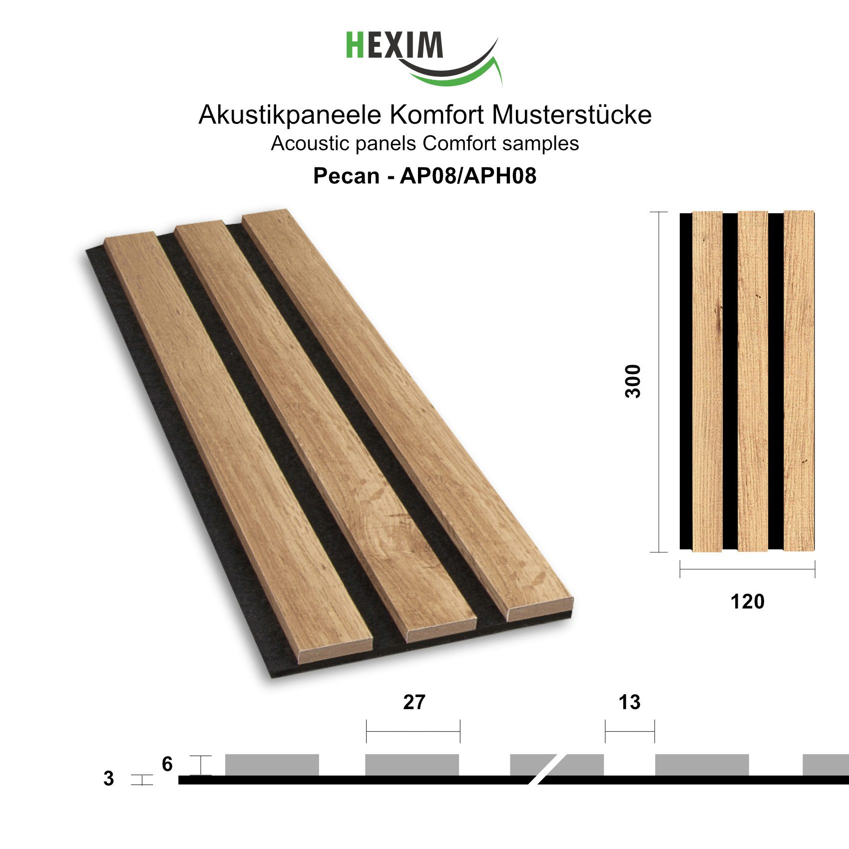 Hexim Wanddekoobjekt Pecan (Akustikpaneele Musterstück - flexible Lamellenw günstig online kaufen