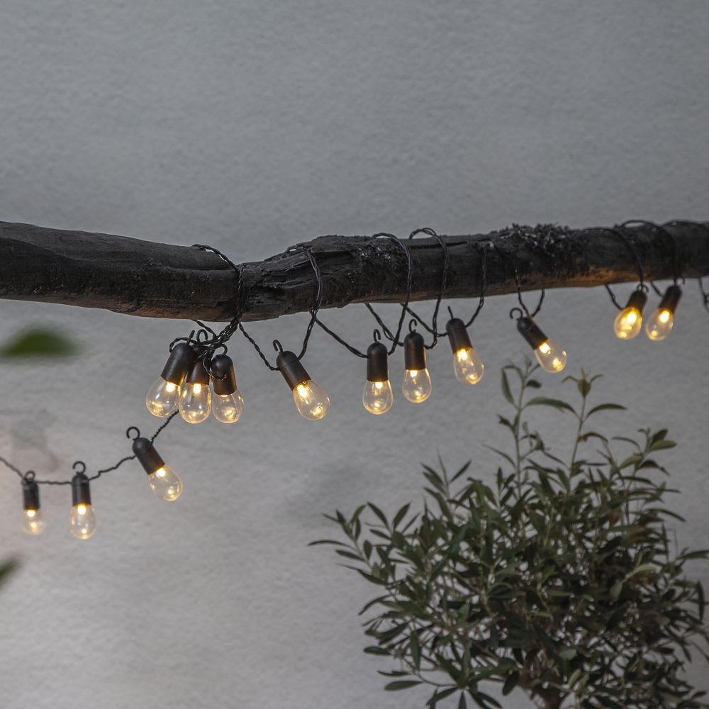 STAR TRADING Gartenleuchte LED Party-Kette Small Hooky in Transparent 16-flammig IP44, keine Angabe, Leuchtmittel enthalten: Ja, fest verbaut, LED, warmweiss, Gartenleuchten