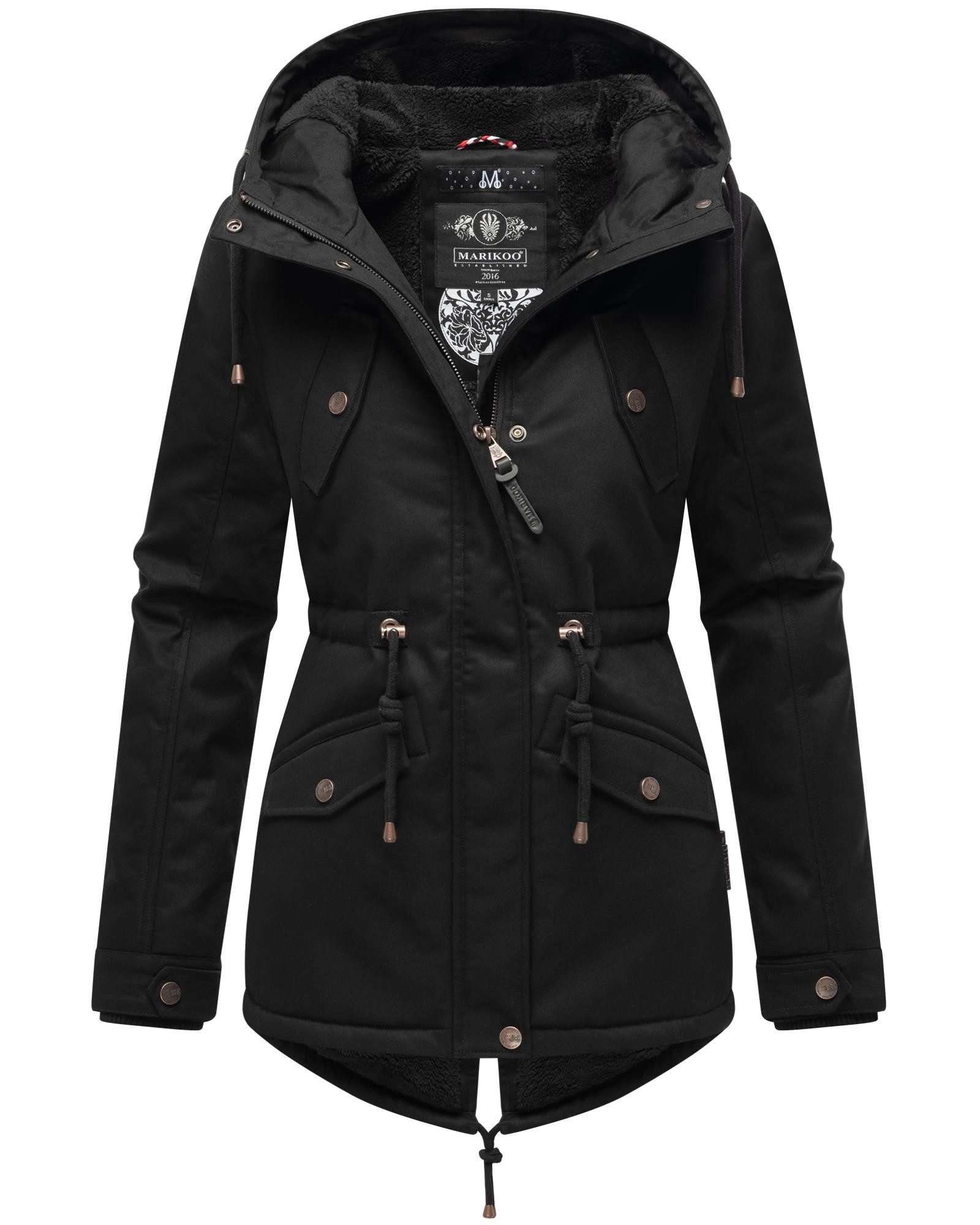 Marikoo Winterjacke Manolya stylischer Kurzmantel mit weichem Teddyfell-Fut günstig online kaufen