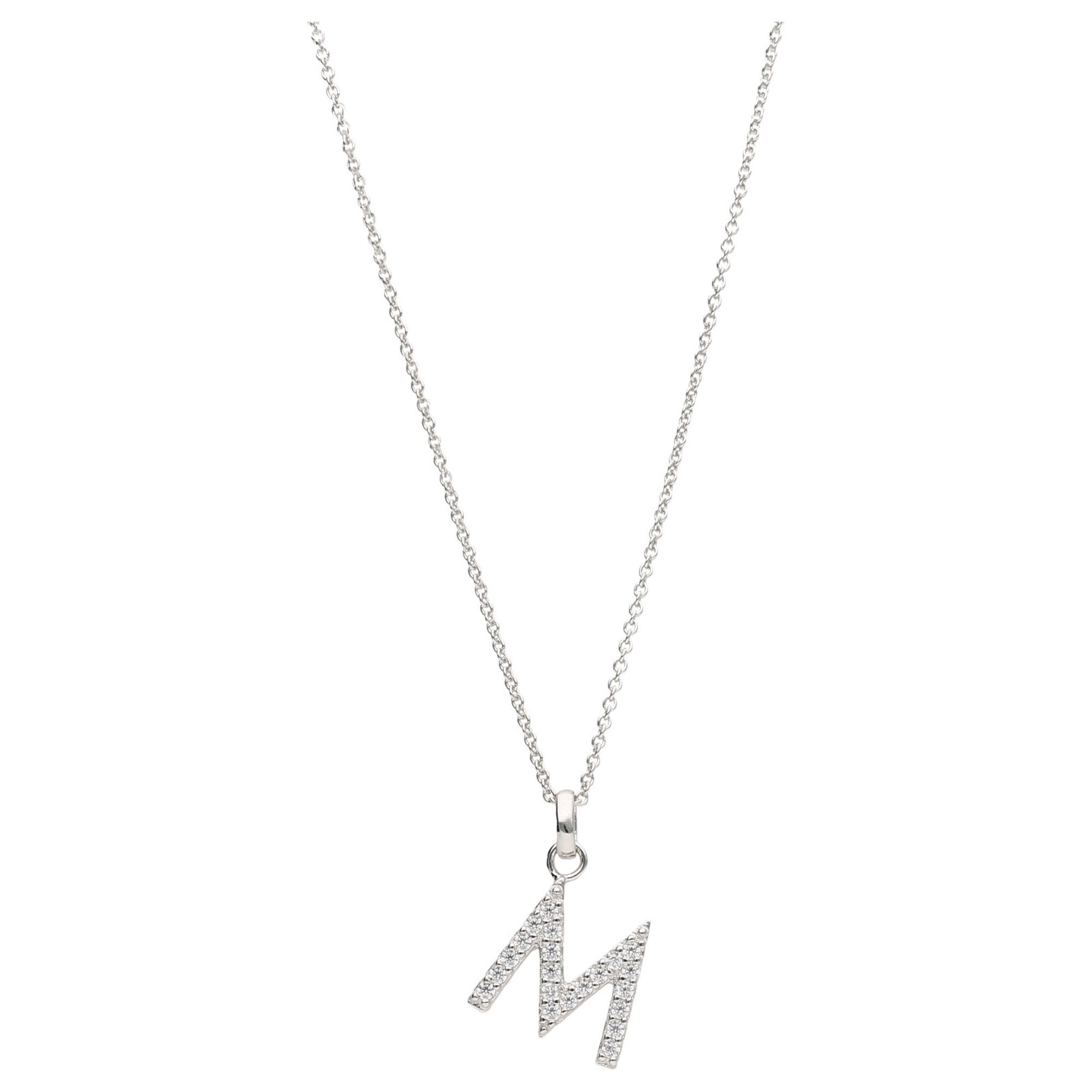 Smart Jewel Kette mit Anhänger Buchstabe M mit Zirkonia Steine, Silber 925