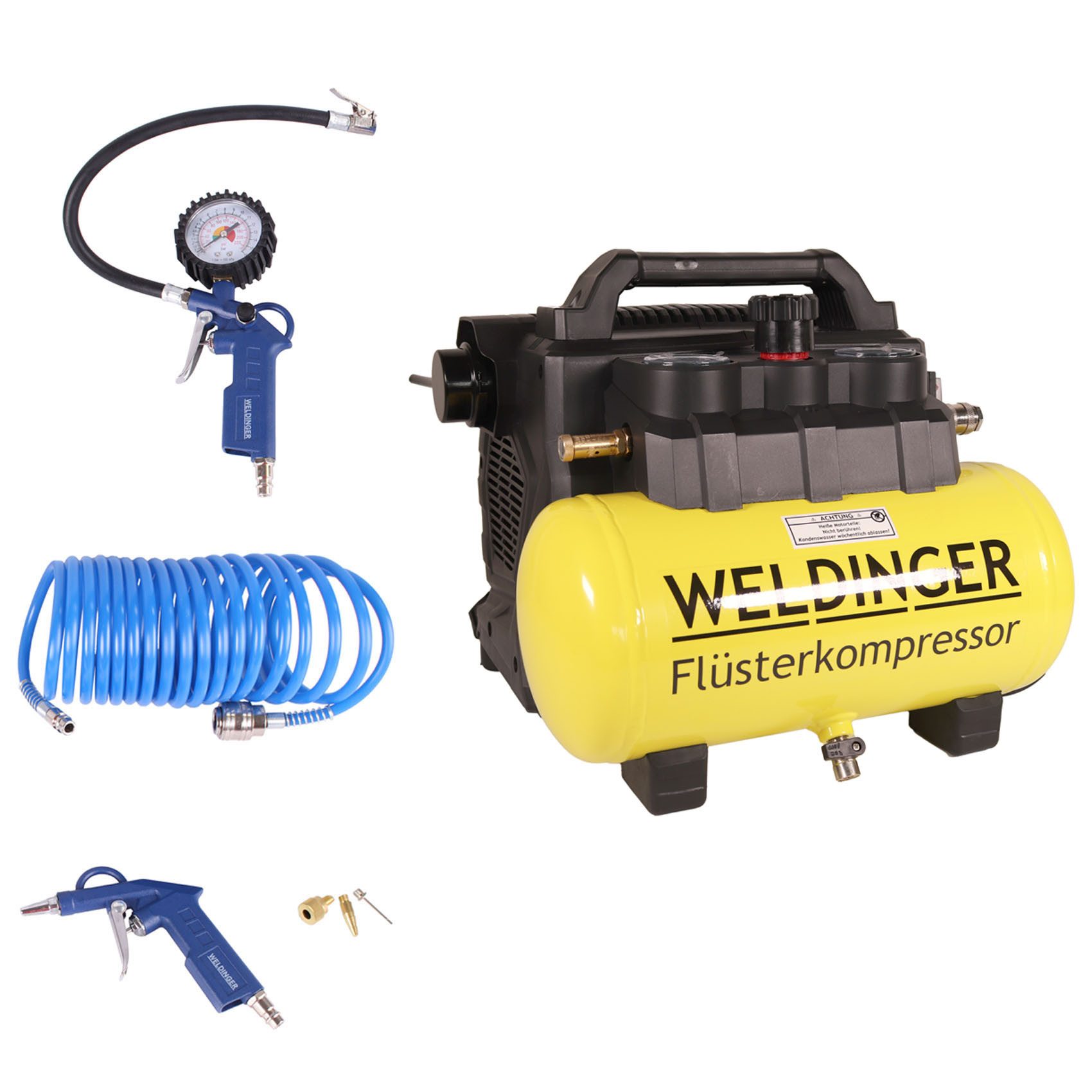 WELDINGER Kompressor Aktionsset Flüsterkompressor FK 135 pocket + 6-teilige günstig online kaufen