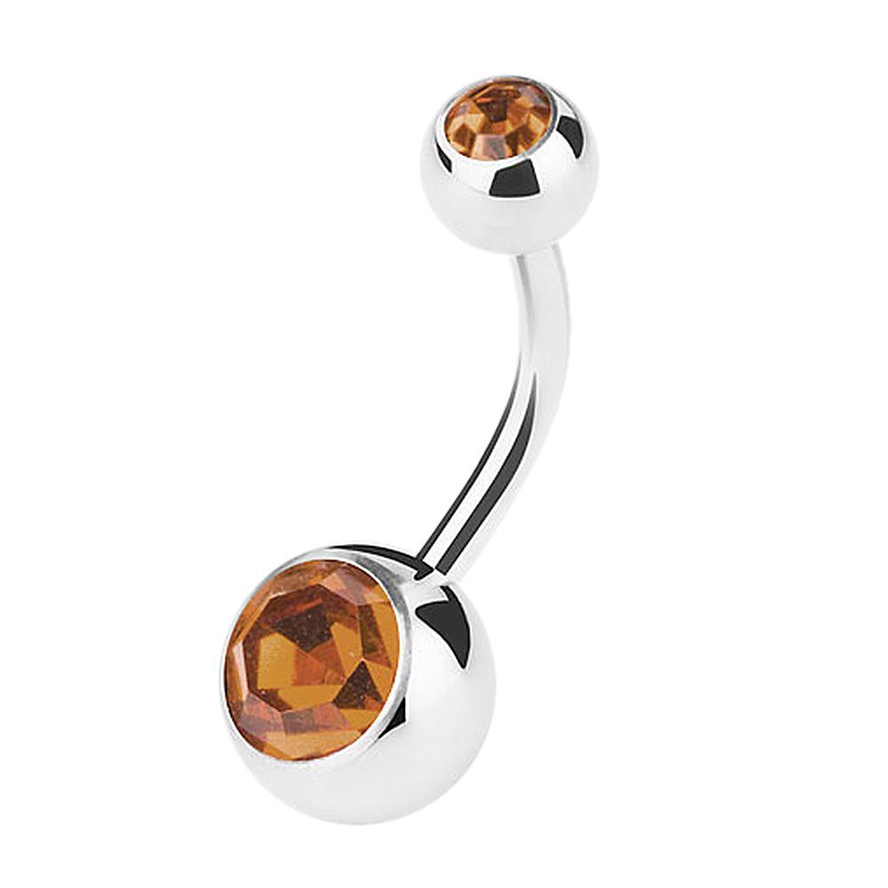 Taffstyle Bauchnabelpiercing Banane Piercing Bauchpiercing Stecker Gebogen Doppel Kristall, Piercing Banane Chirurgenstahl Stecker Gebogen Doppel Kristall Kugel