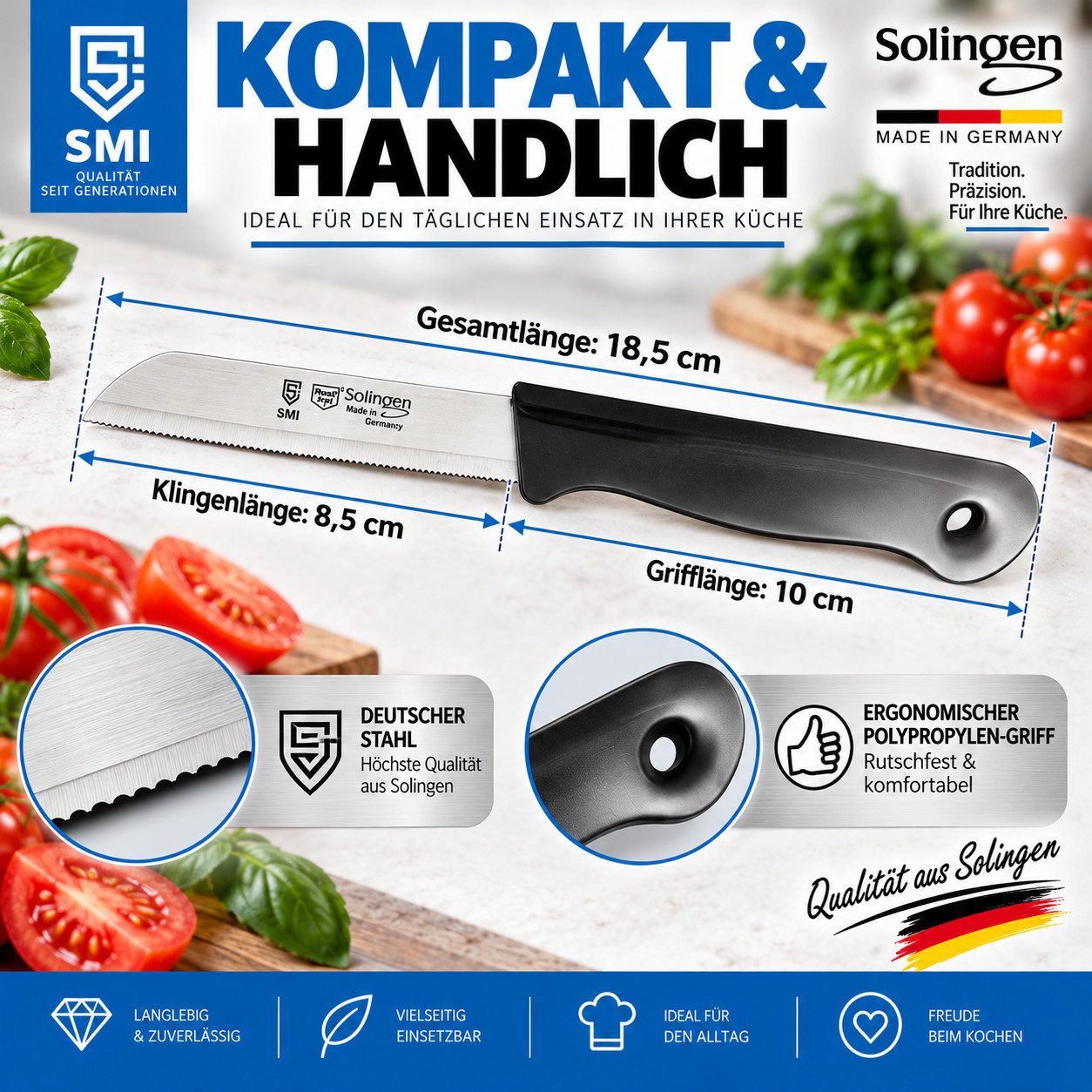 SMI Obstmesser 24-tlg Solingen Gemüsemesser Schälmesser Wellenschliff Küchenmesser – Bild 5 von 5