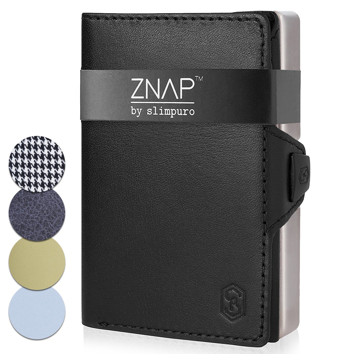 Slimpuro Geldbörse ZNAP Wallet (Set), Portemonnaie RFID-Schutz Bankkarten Geldscheine Münzen Damen Herren Schwarz / Nickel