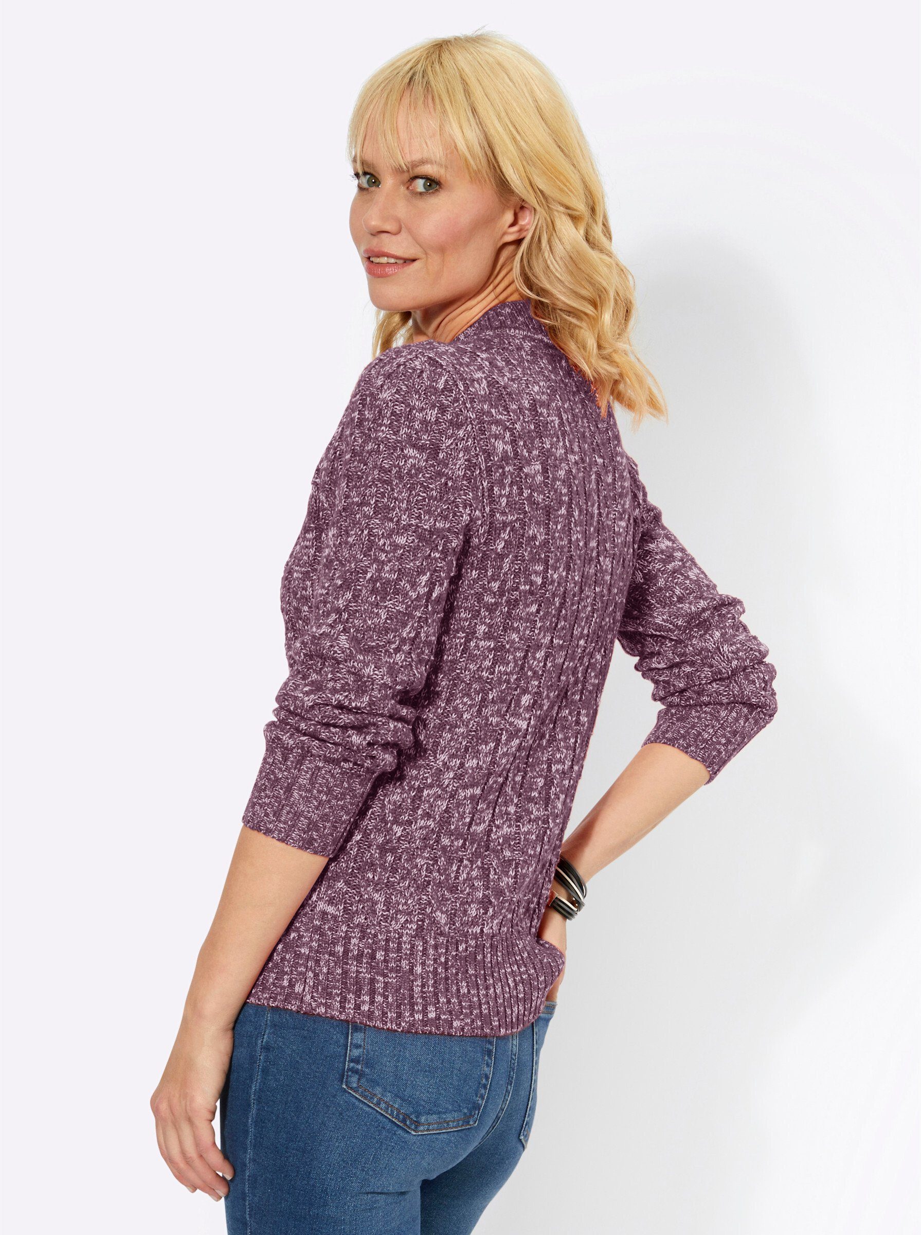 WITT violett-ecru-meliert Strickpullover WEIDEN